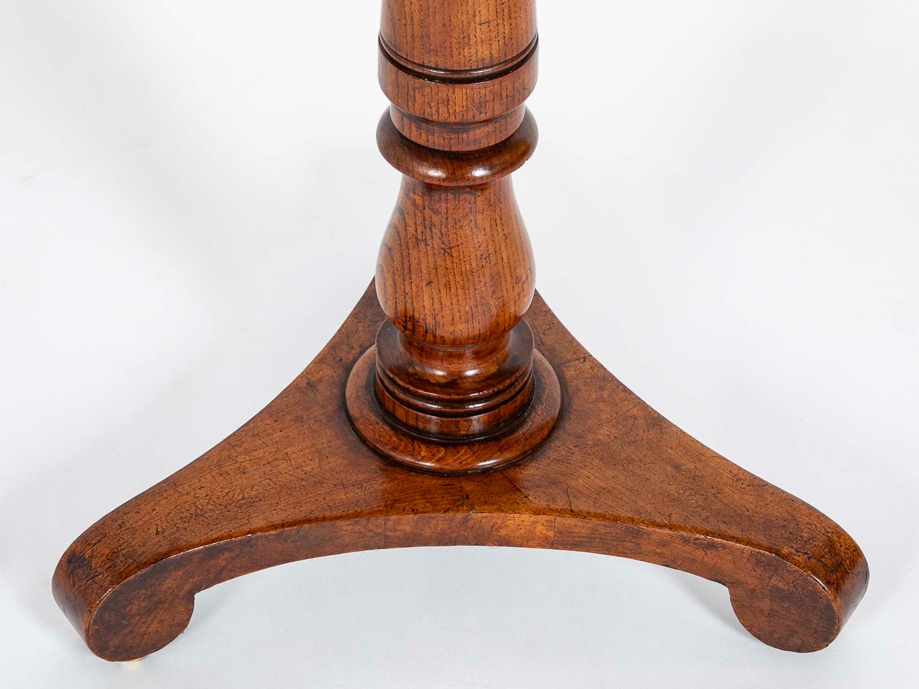 19th Century Round Oak Specimen Table with Central Burr Oak Top