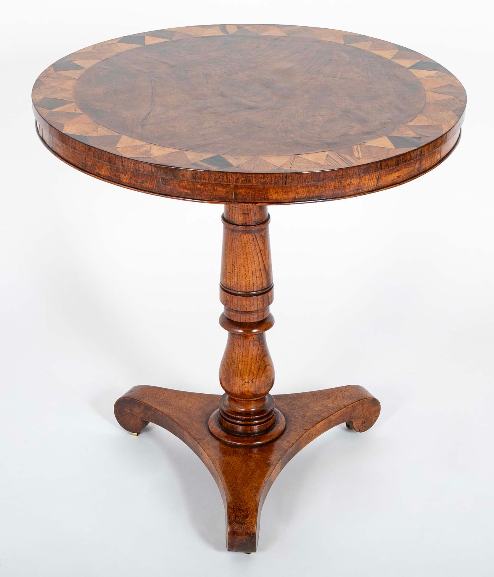 19th Century Round Oak Specimen Table with Central Burr Oak Top