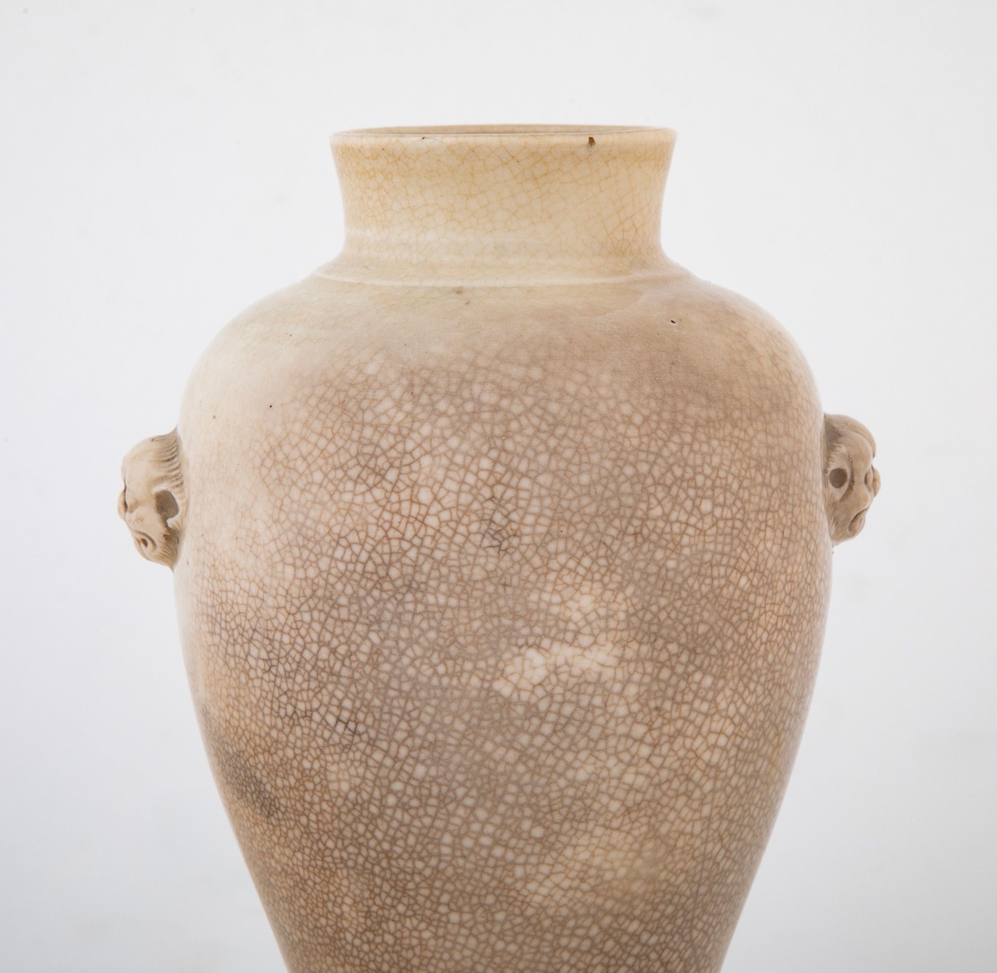 Chinese Cream and Crackle Glaze Baluster Form Vase
