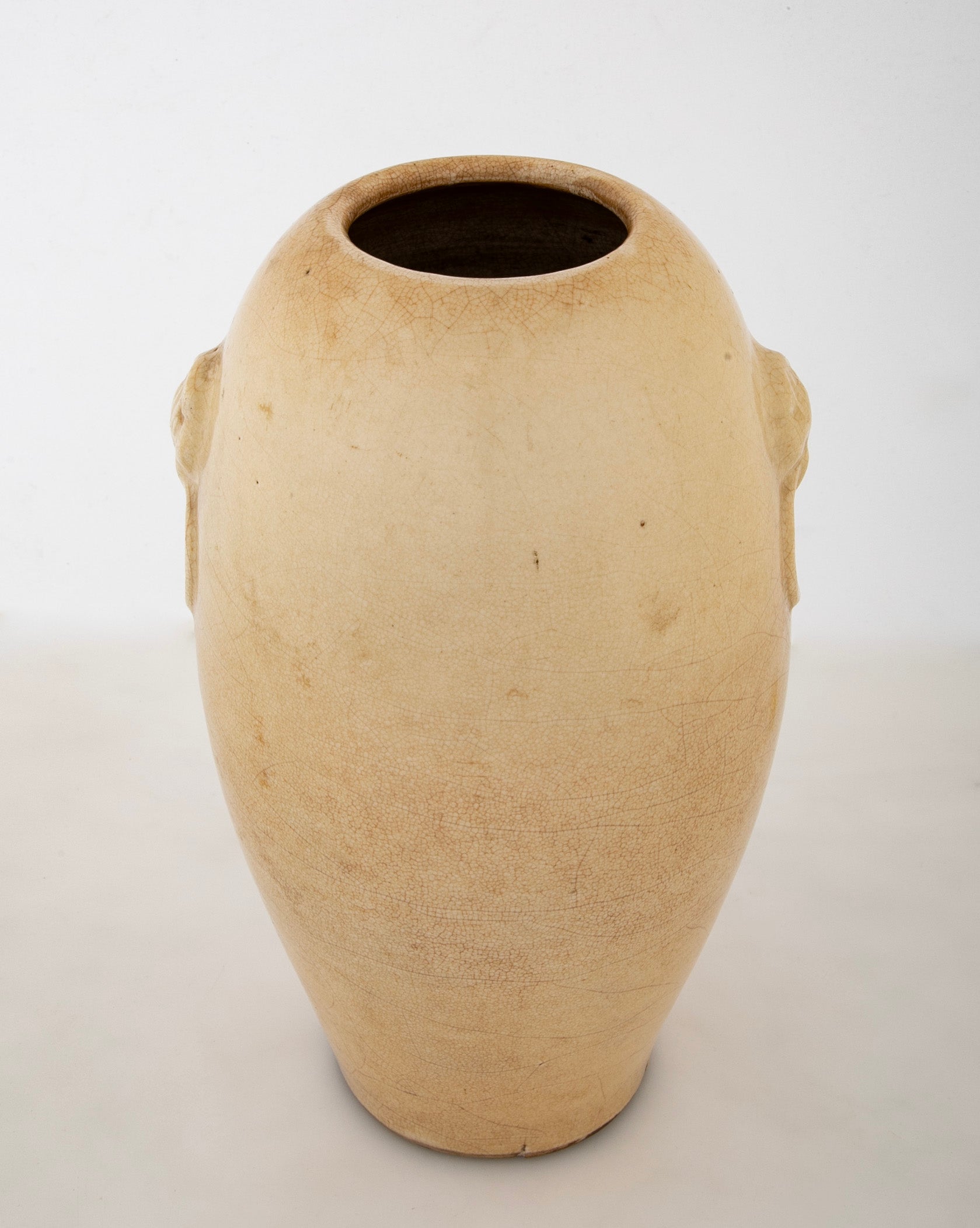 Chinese Cream Crackle Glazed Ovoid Vase