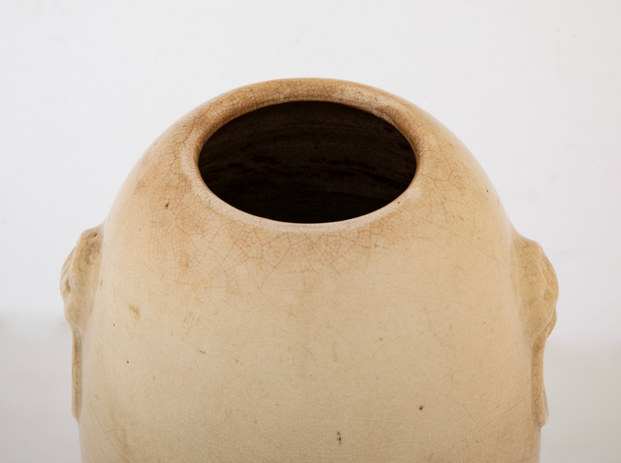Chinese Cream Crackle Glazed Ovoid Vase