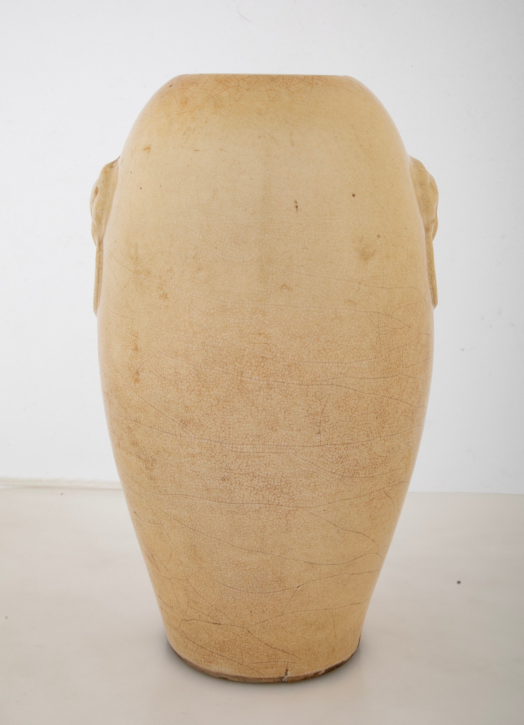 Chinese Cream Crackle Glazed Ovoid Vase