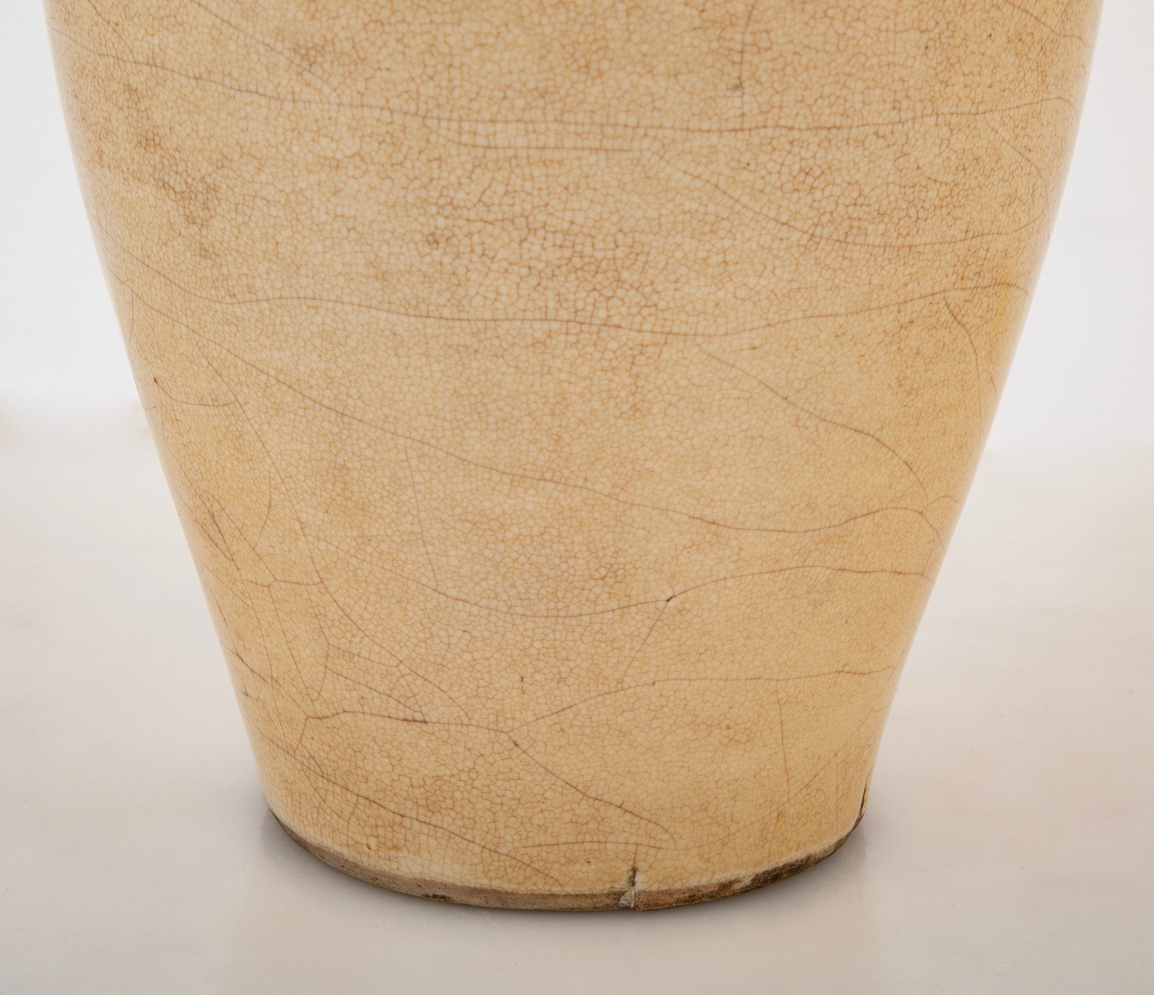 Chinese Cream Crackle Glazed Ovoid Vase