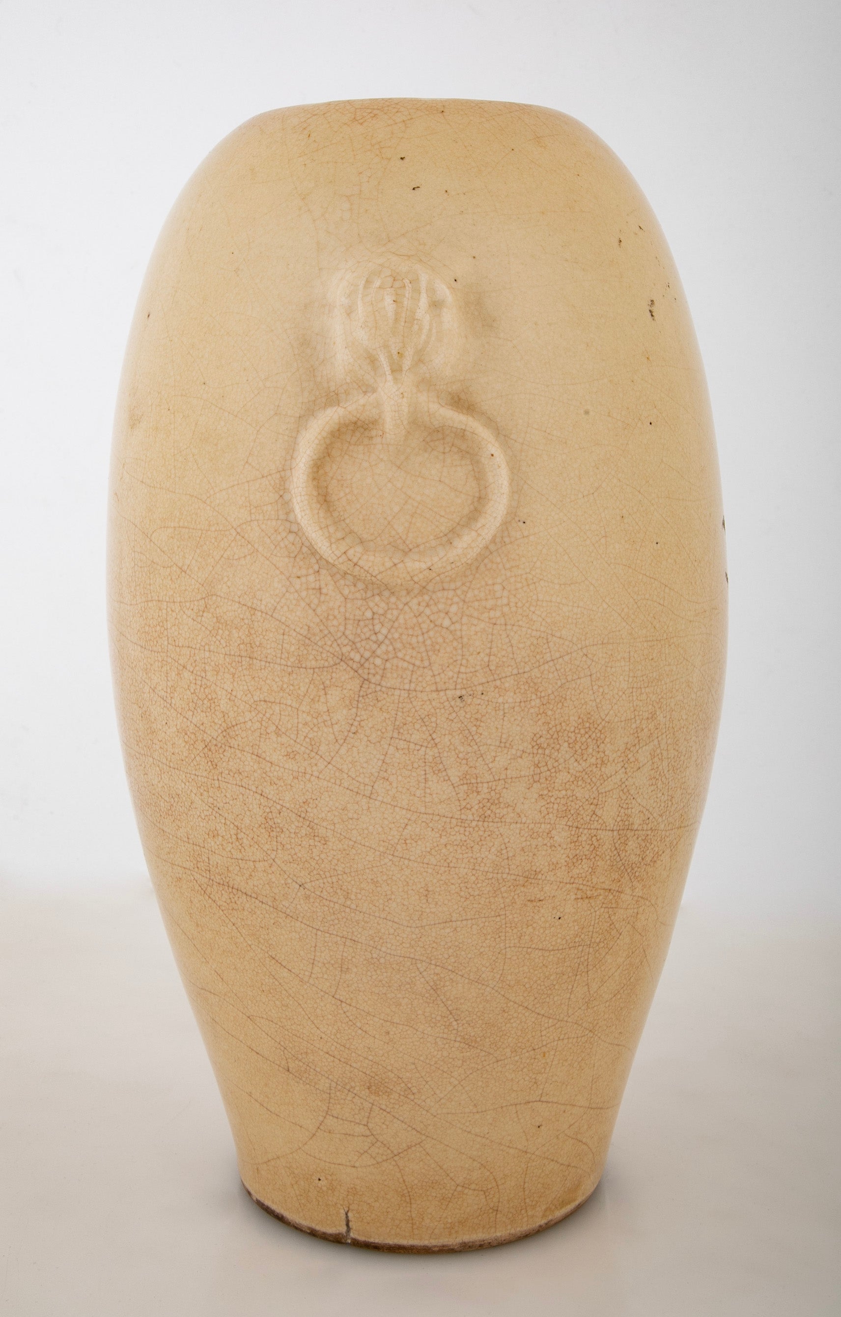 Chinese Cream Crackle Glazed Ovoid Vase