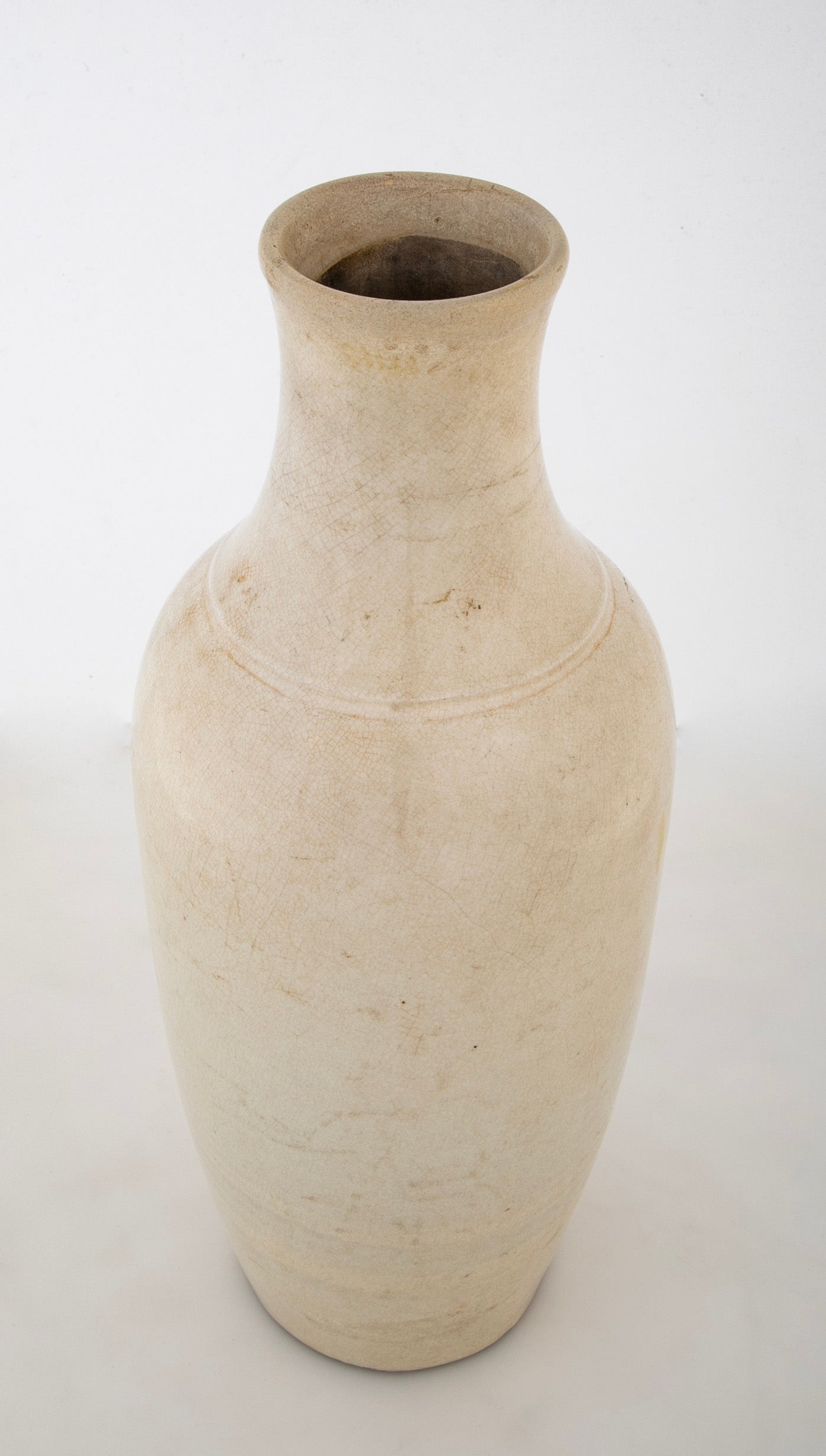 Chinese Cream Crackle Glaze Qing Dynasty Vase