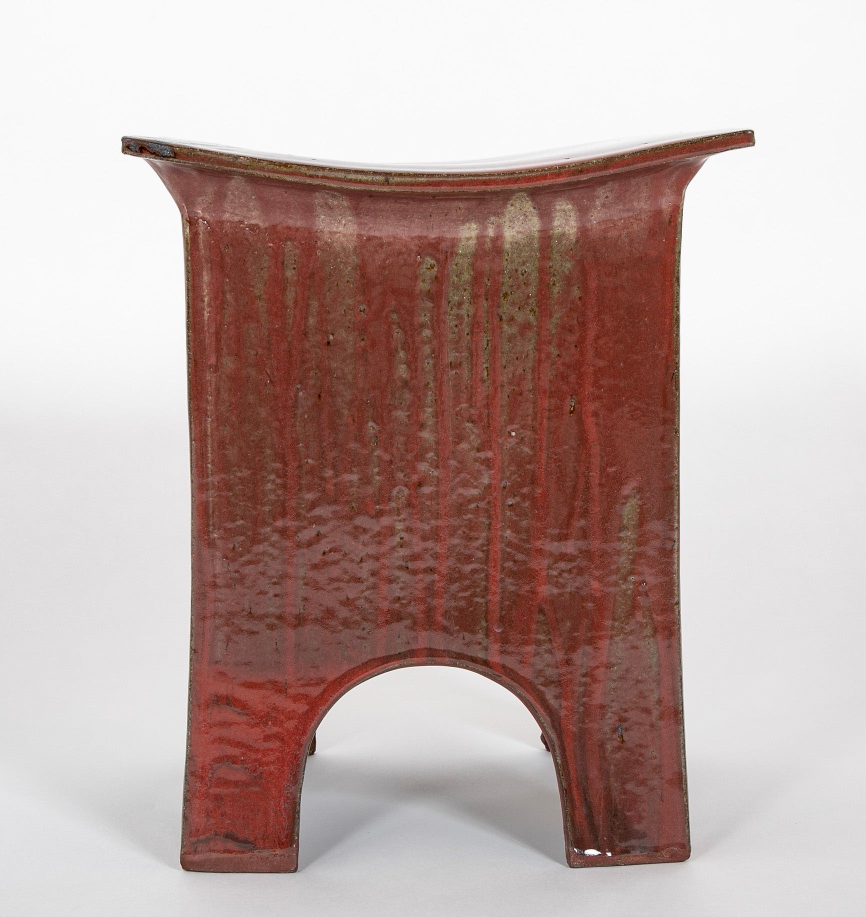 Pottery Stool with Brown Glaze Attributed to Erik O'Leary