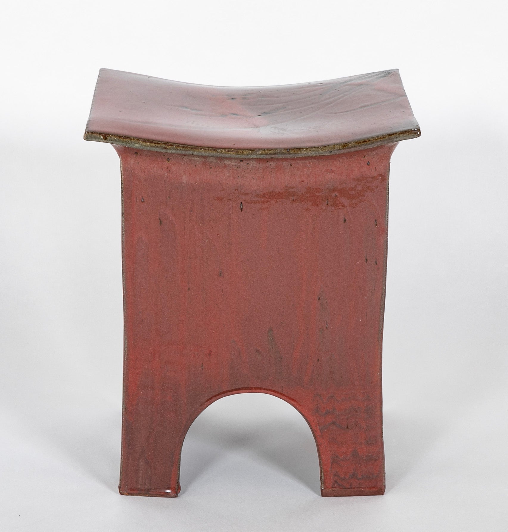 Pottery Stool with Brown Glaze Attributed to Erik O'Leary