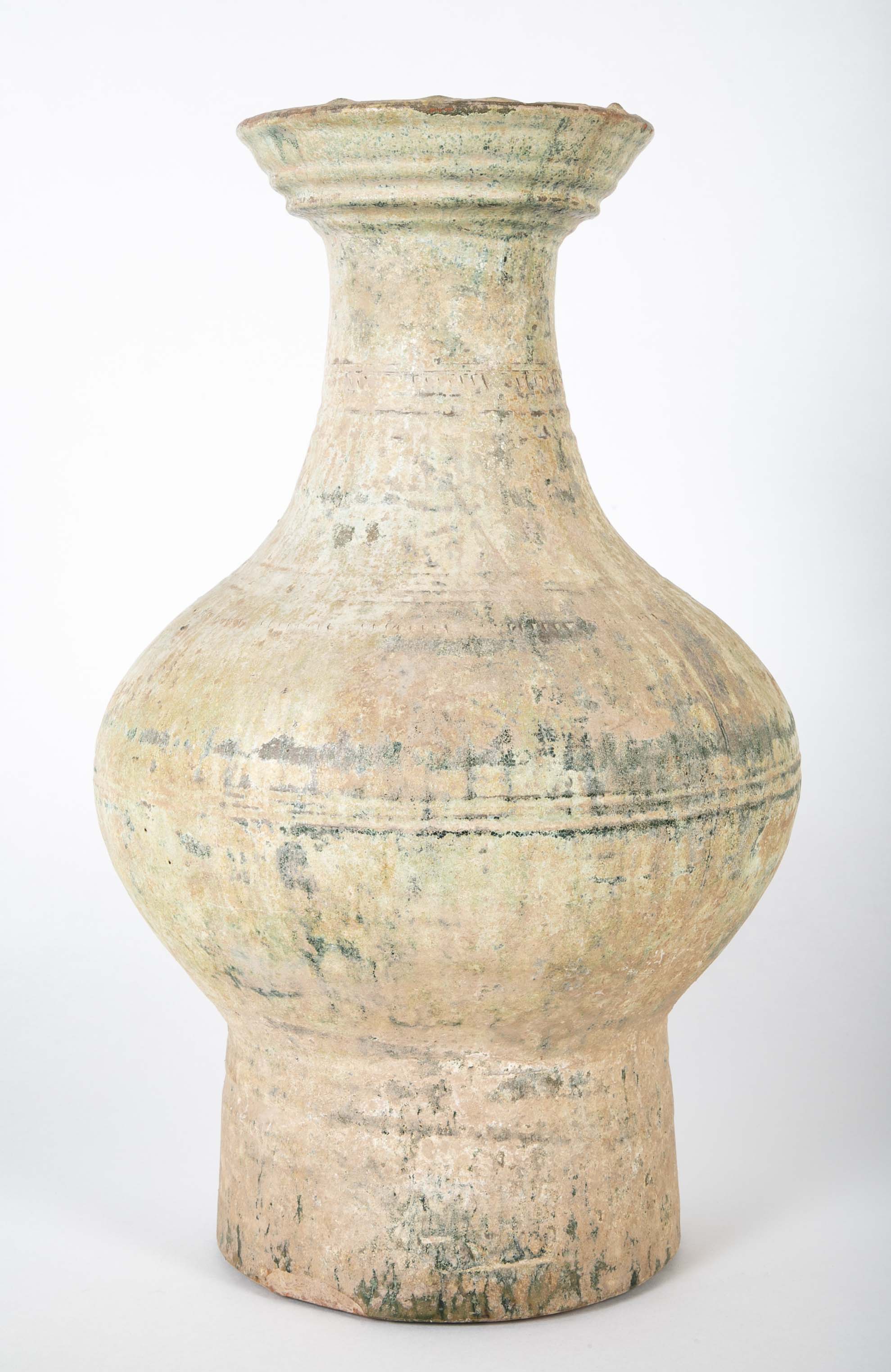 Chinese Green Glazed Baluster Form Pottery Vase