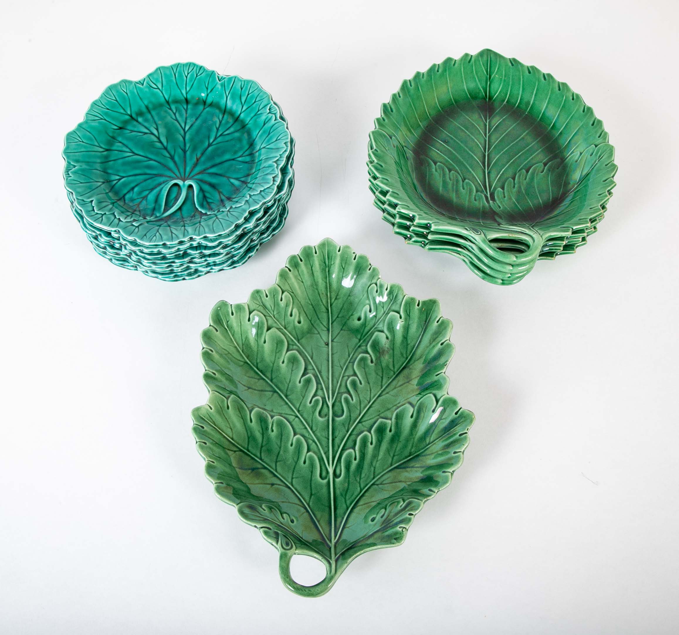 Set of 13 Assorted Majolica Plates