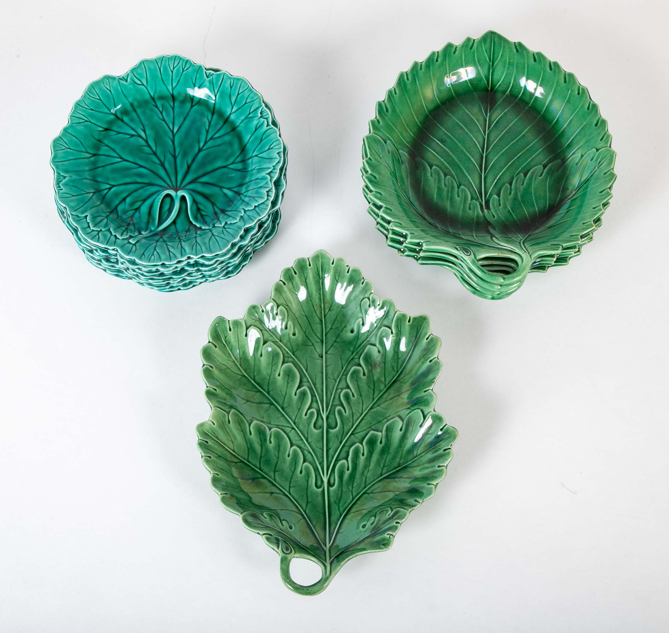 Set of 13 Assorted Majolica Plates