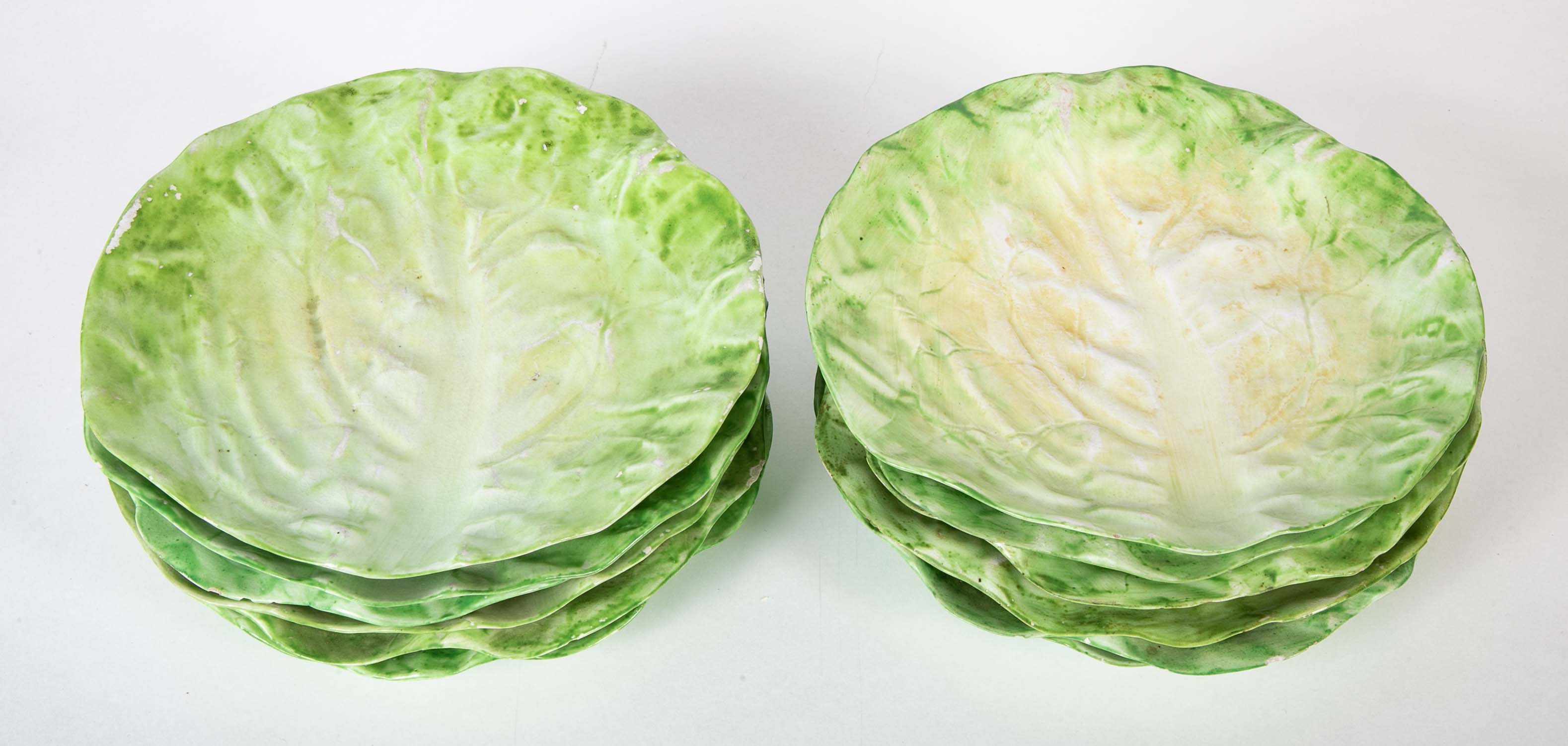 Set of Wannopee Majolica Lettuce Leaves