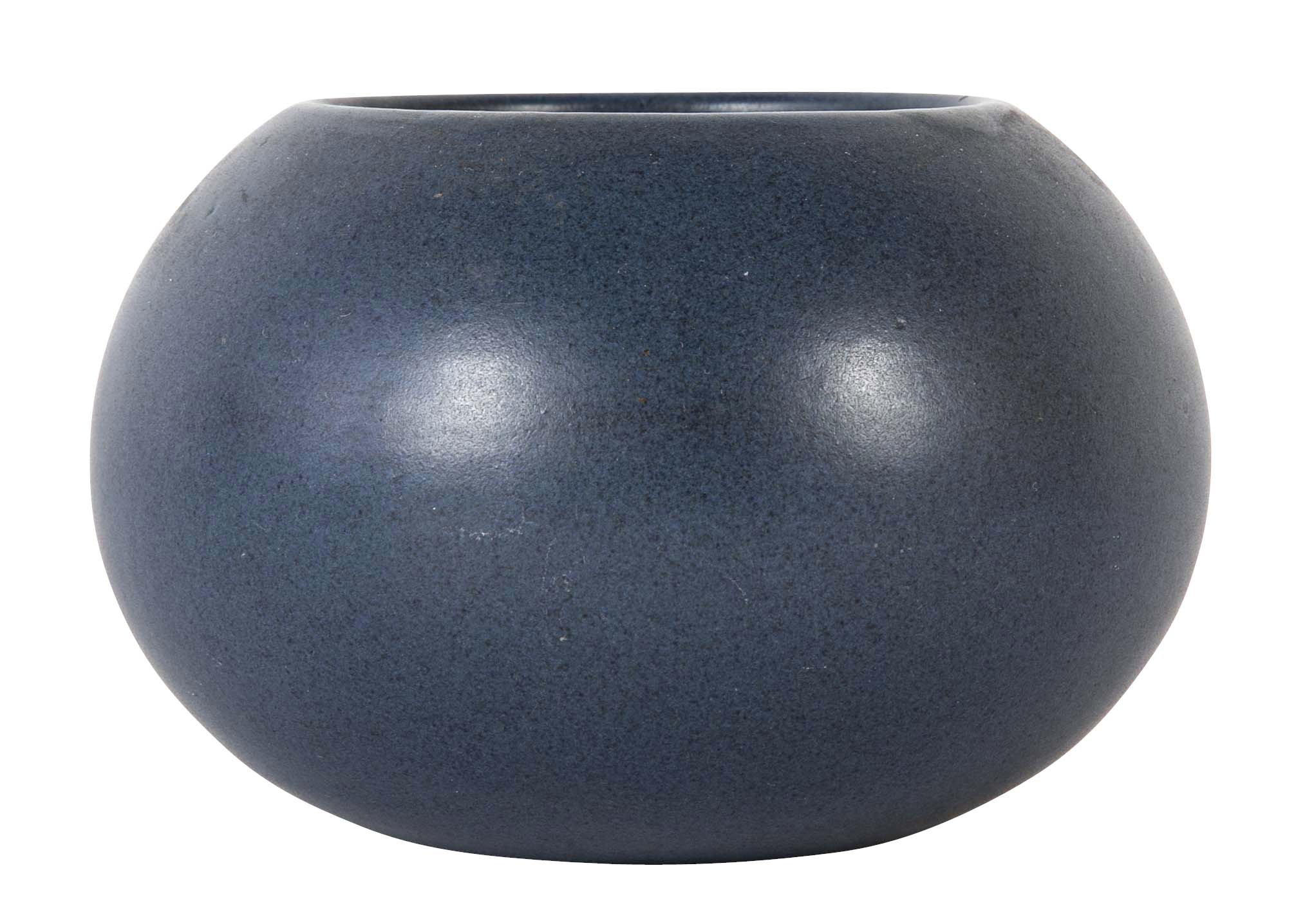 Blue Glazed Marblehead Pottery Low Squat Vase