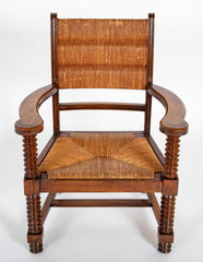 French Wood Armchair with Rush Seat & Back by Charles Dudouyt - 3  Priced Individually