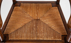 French Wood Armchair with Rush Seat & Back by Charles Dudouyt - 3  Priced Individually