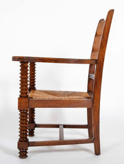 French Wood Armchair with Rush Seat & Back by Charles Dudouyt - 3  Priced Individually