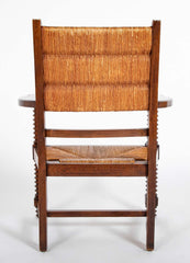 French Wood Armchair with Rush Seat & Back by Charles Dudouyt - 3  Priced Individually