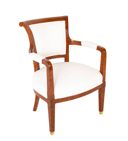 19th Century Armchair Veneered in Baltic Amboyna Wood