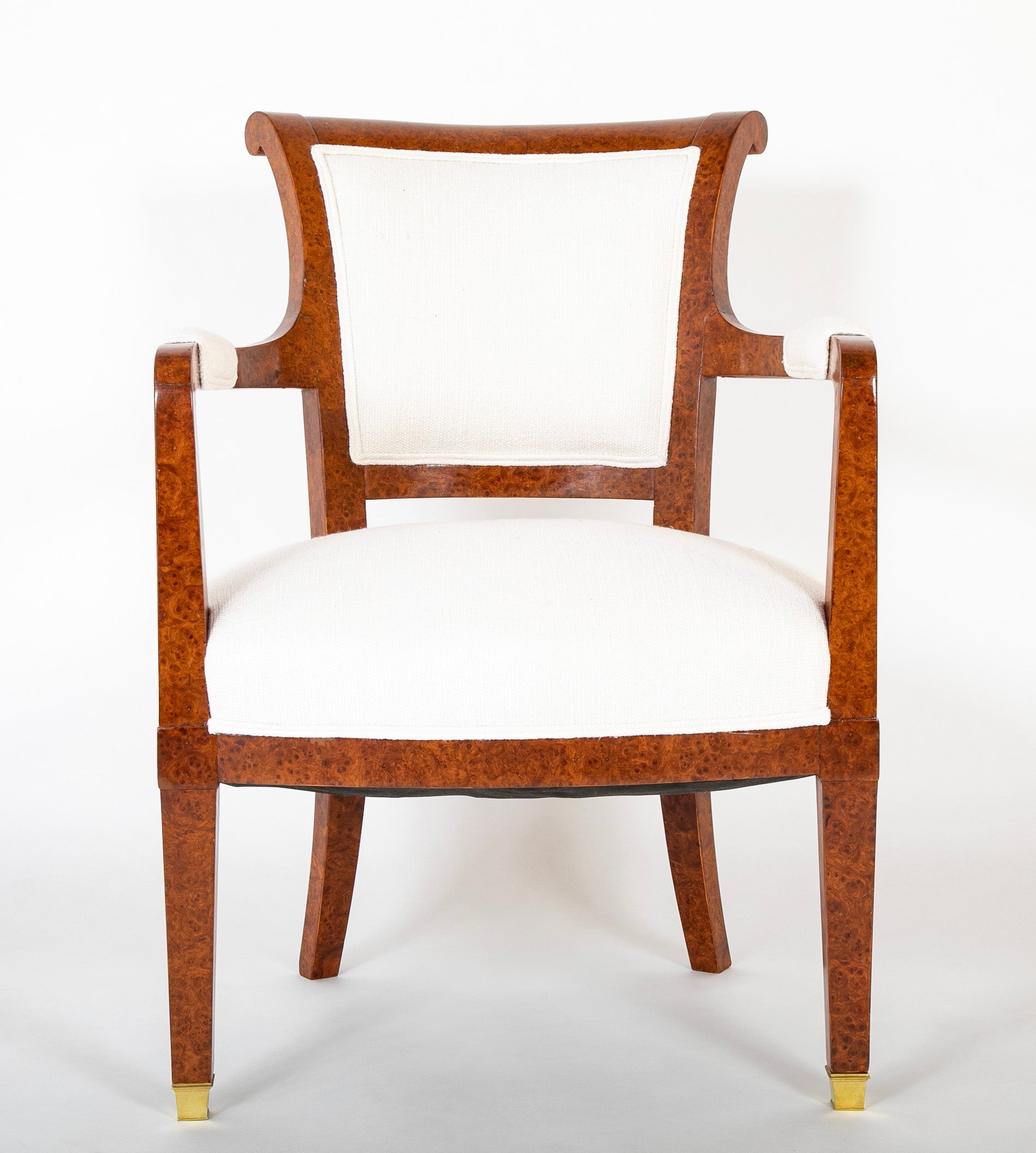 19th Century Armchair Veneered in Baltic Amboyna Wood