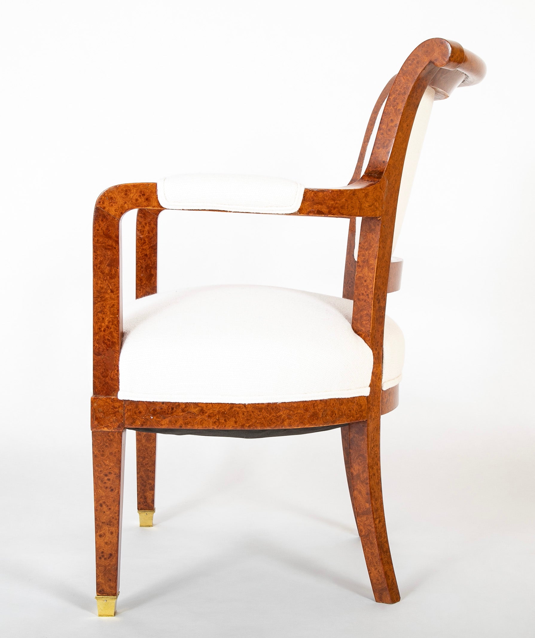 19th Century Armchair Veneered in Baltic Amboyna Wood