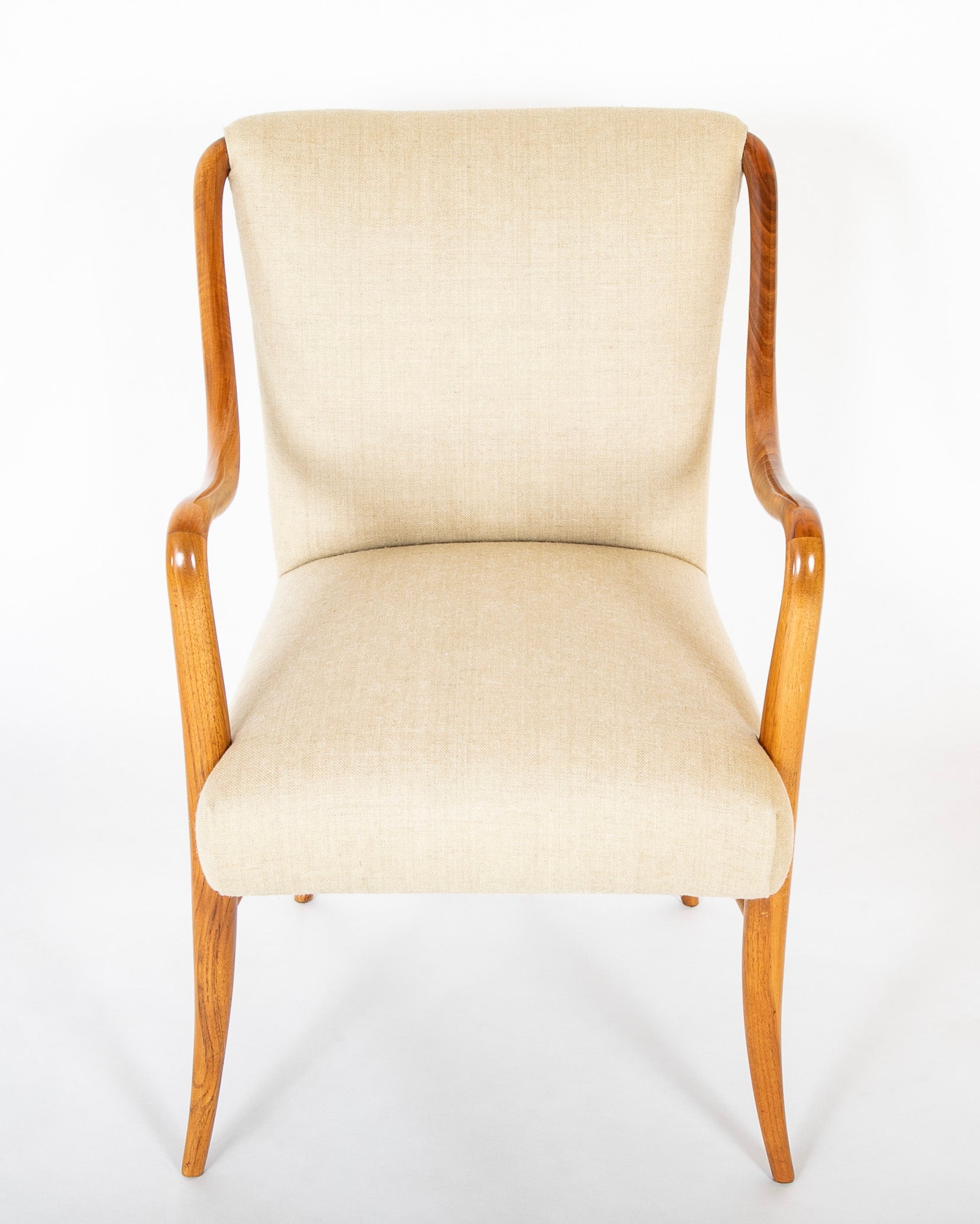 Set of Four Mid-Century Armchairs in Wood by Italian Designer Paolo Buffa
