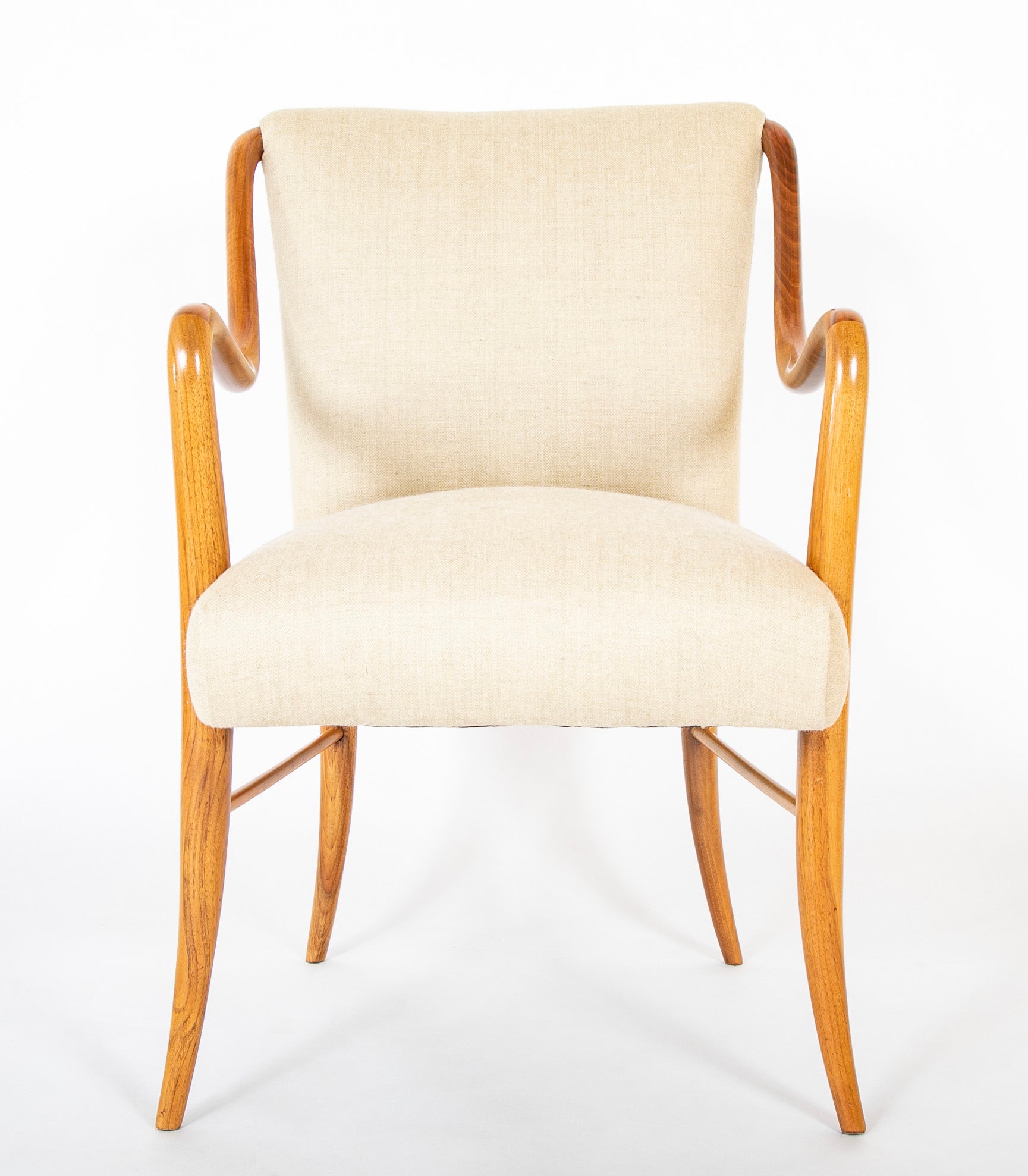 Set of Four Mid-Century Armchairs in Wood by Italian Designer Paolo Buffa
