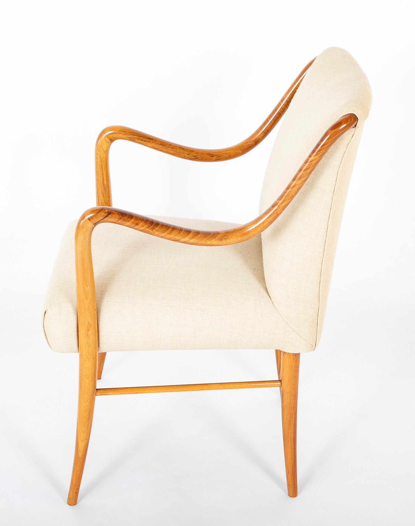 Set of Four Mid-Century Armchairs in Wood by Italian Designer Paolo Buffa