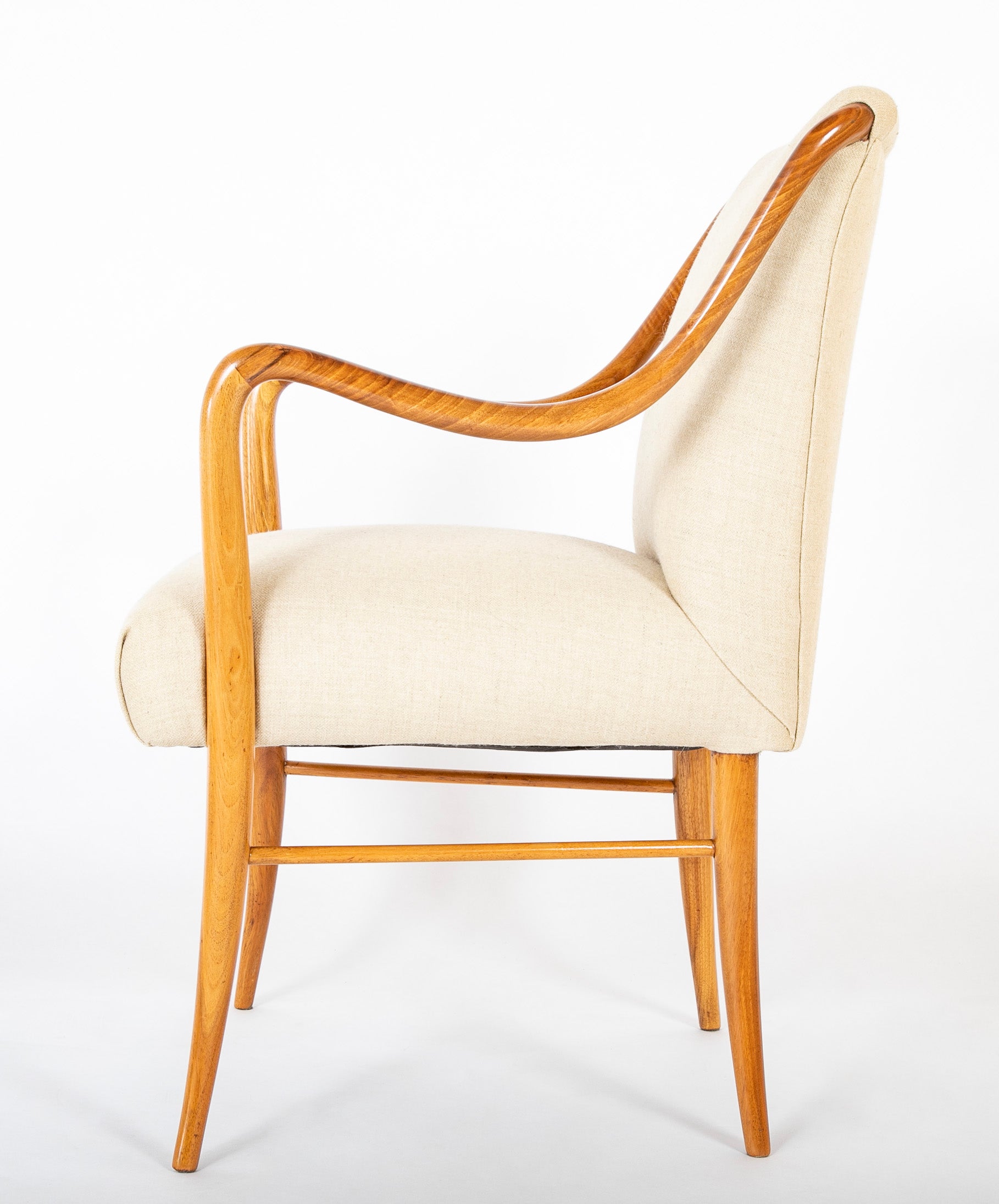 Set of Four Mid-Century Armchairs in Wood by Italian Designer Paolo Buffa