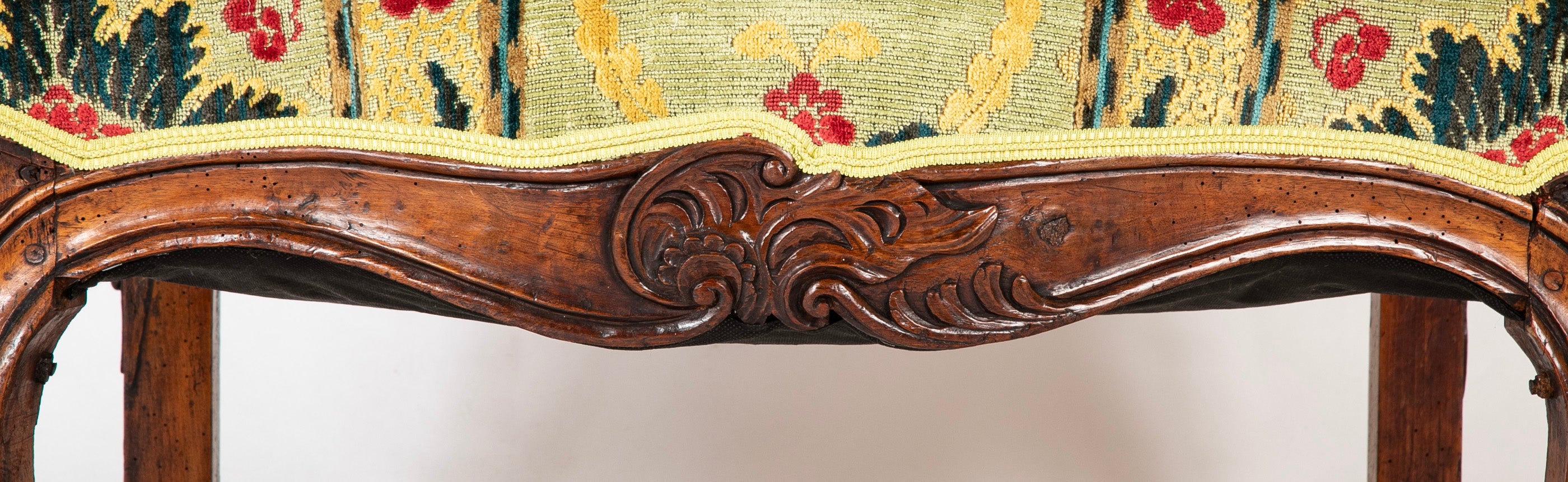 A Grand Scale French Louis XV Period Carved Walnut Armchair