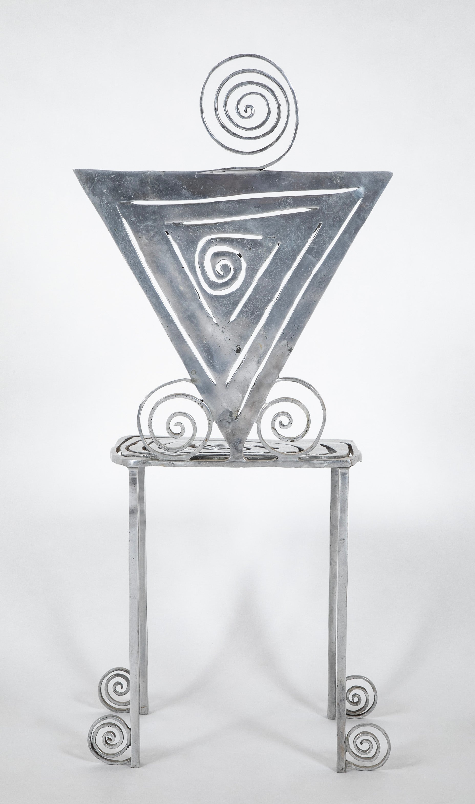 A Sculptural Side Chair of Aluminum by Toby Heller