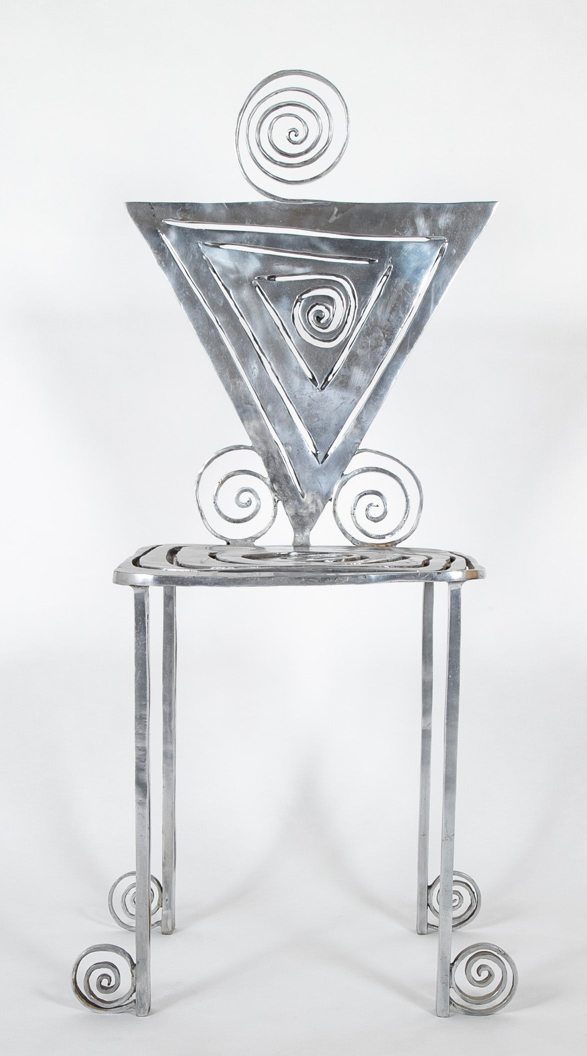A Sculptural Side Chair of Aluminum by Toby Heller