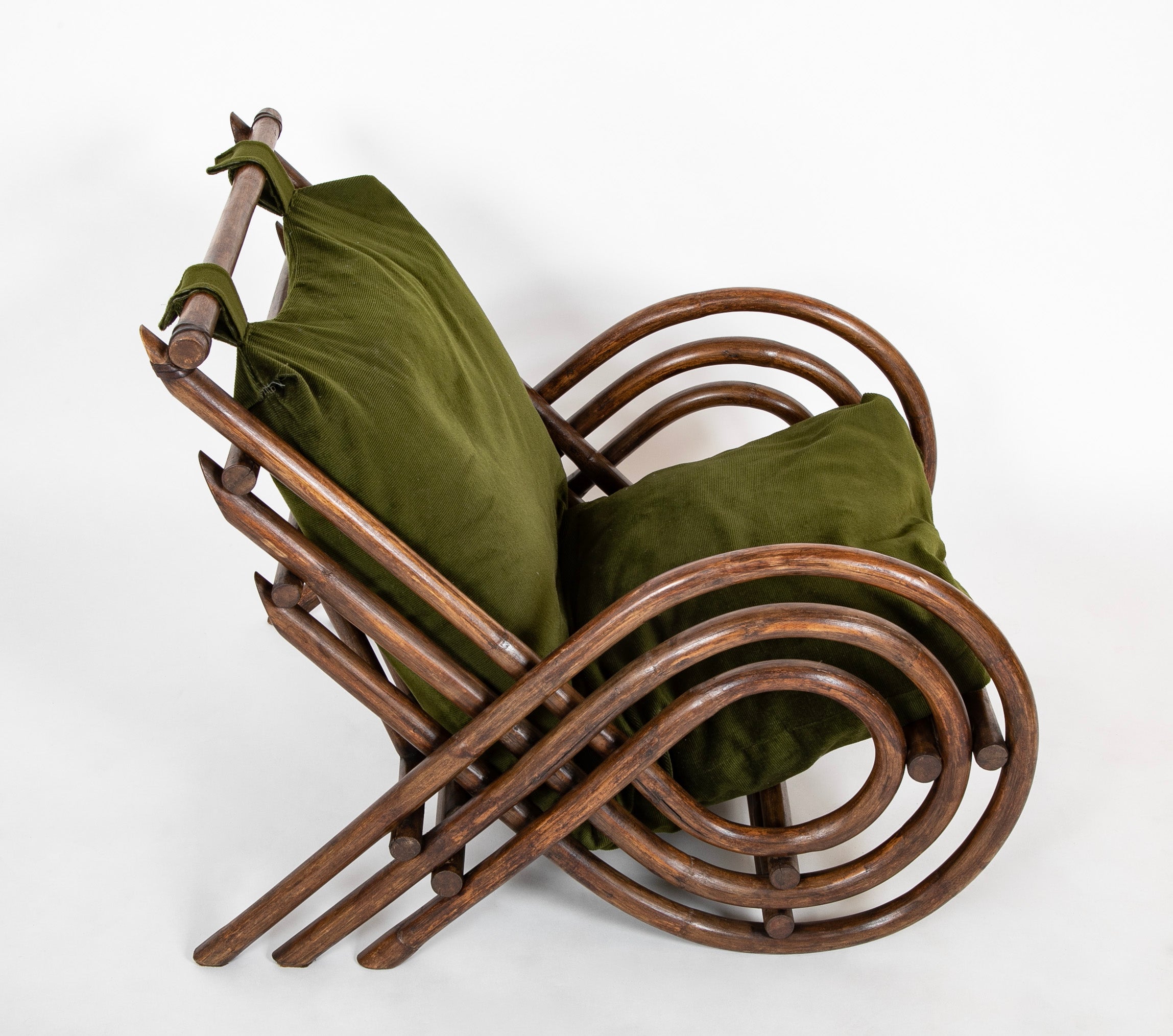 Pair of French Armchairs Having Triple Bent Bamboo Back & Arms