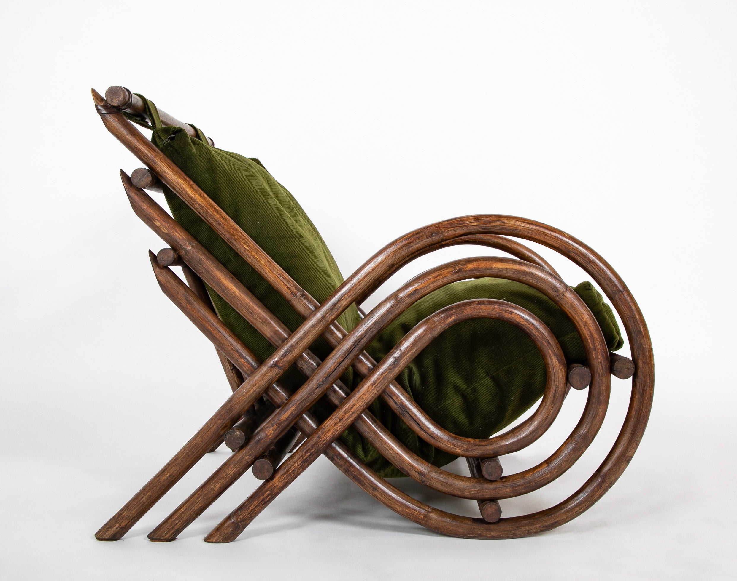 Pair of French Armchairs Having Triple Bent Bamboo Back & Arms