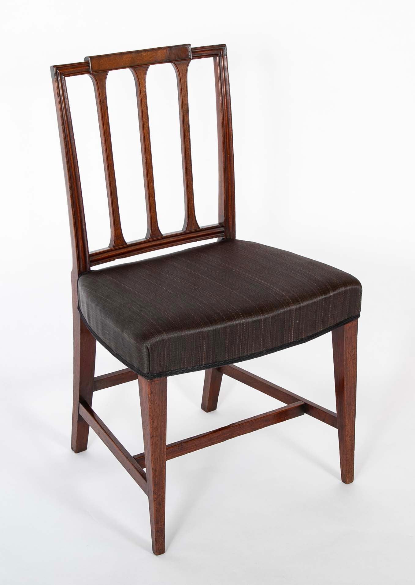 Set of 12 Danish Mahogany Chairs with Black Horsehair Upholstered Seats