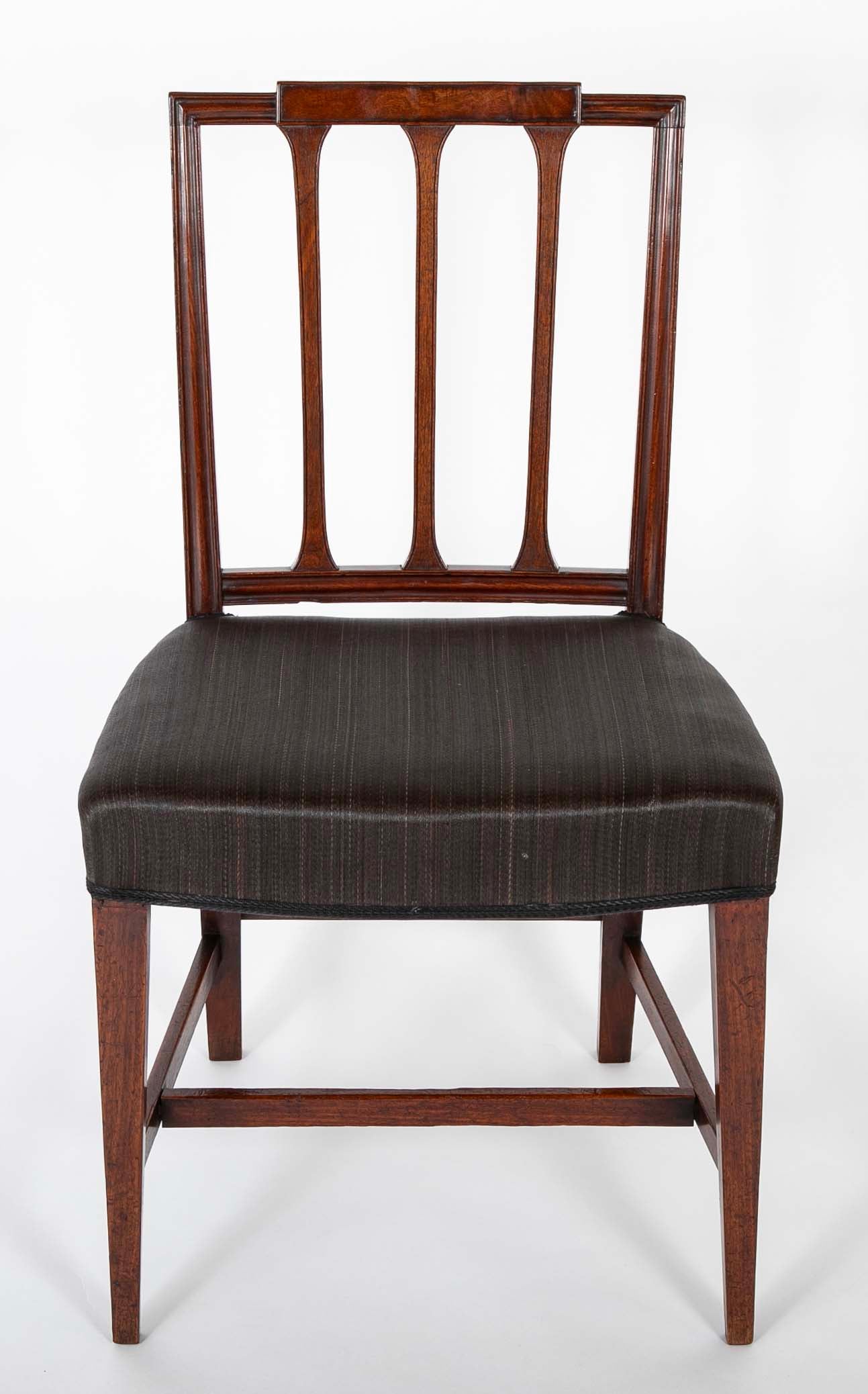 Set of 12 Danish Mahogany Chairs with Black Horsehair Upholstered Seats