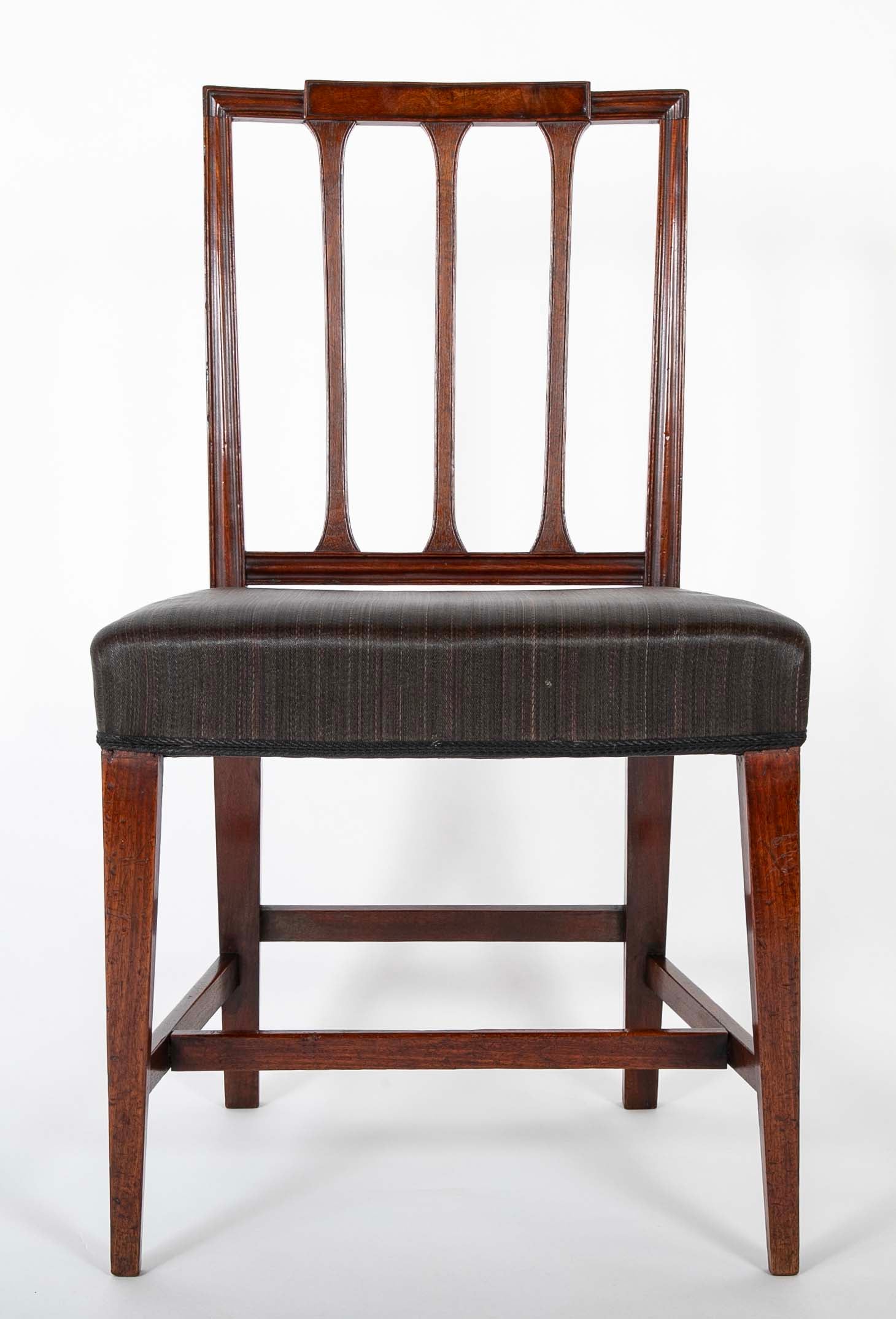 Set of 12 Danish Mahogany Chairs with Black Horsehair Upholstered Seats