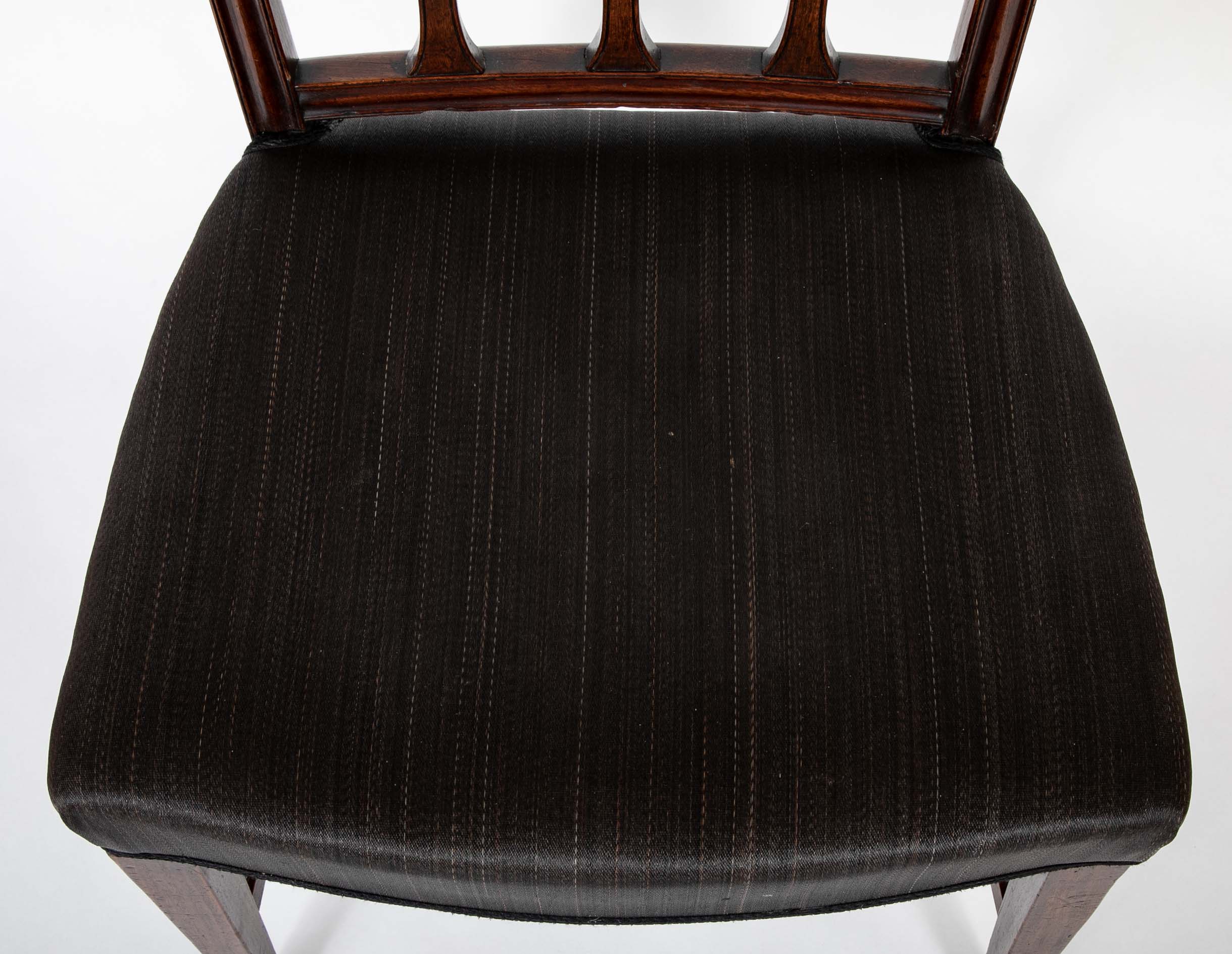 Set of 12 Danish Mahogany Chairs with Black Horsehair Upholstered Seats