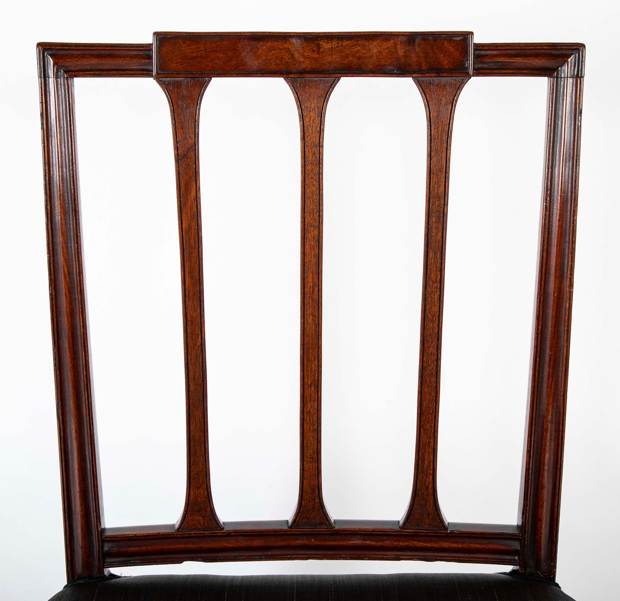 Set of 12 Danish Mahogany Chairs with Black Horsehair Upholstered Seats