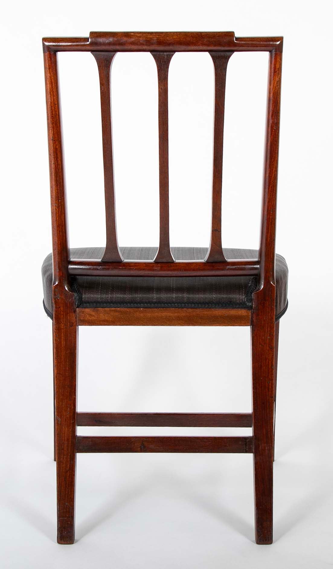 Set of 12 Danish Mahogany Chairs with Black Horsehair Upholstered Seats