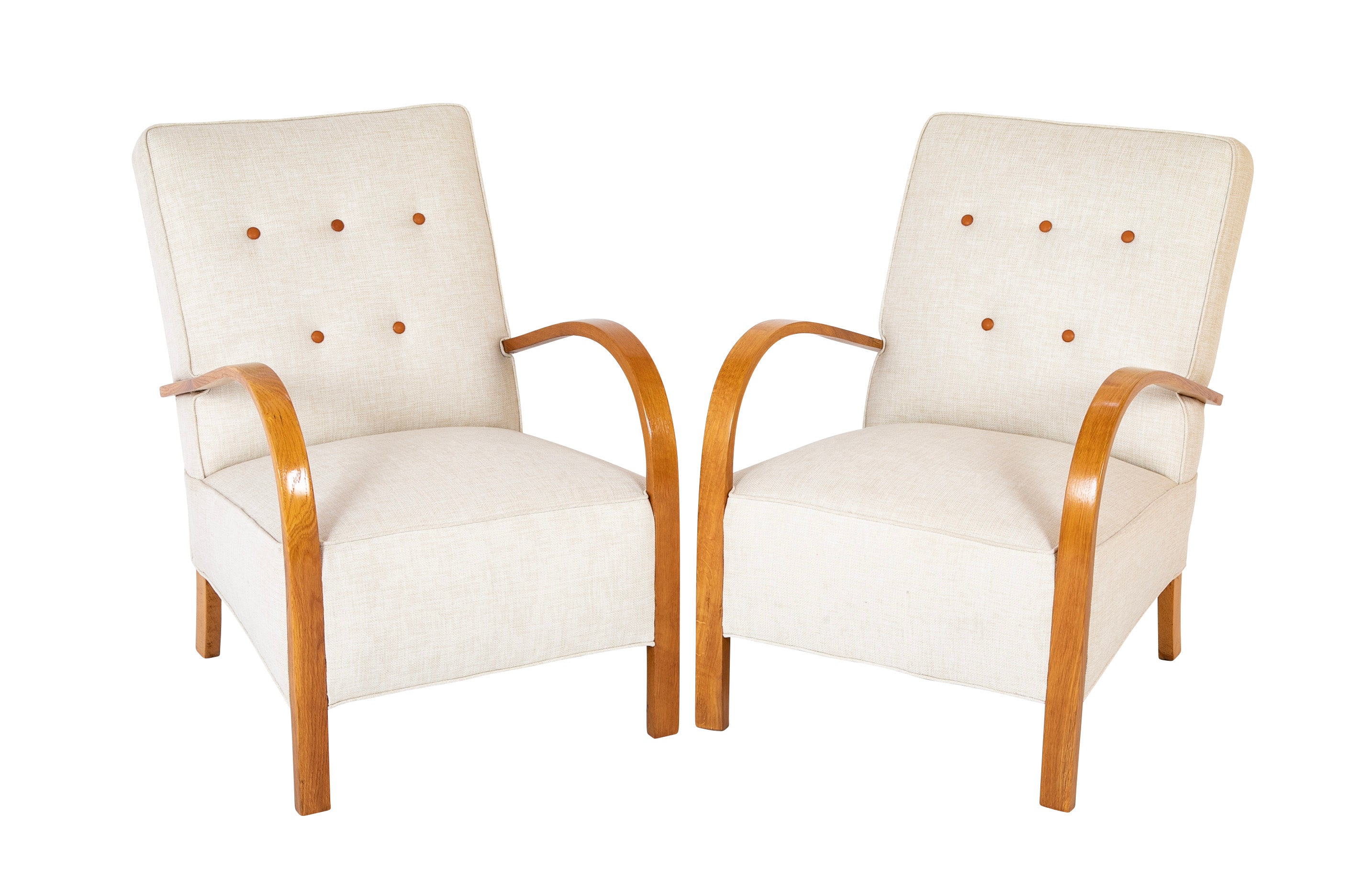 Pair of Open Arm Chairs Manufactured by Fritz Hansen, Denmark