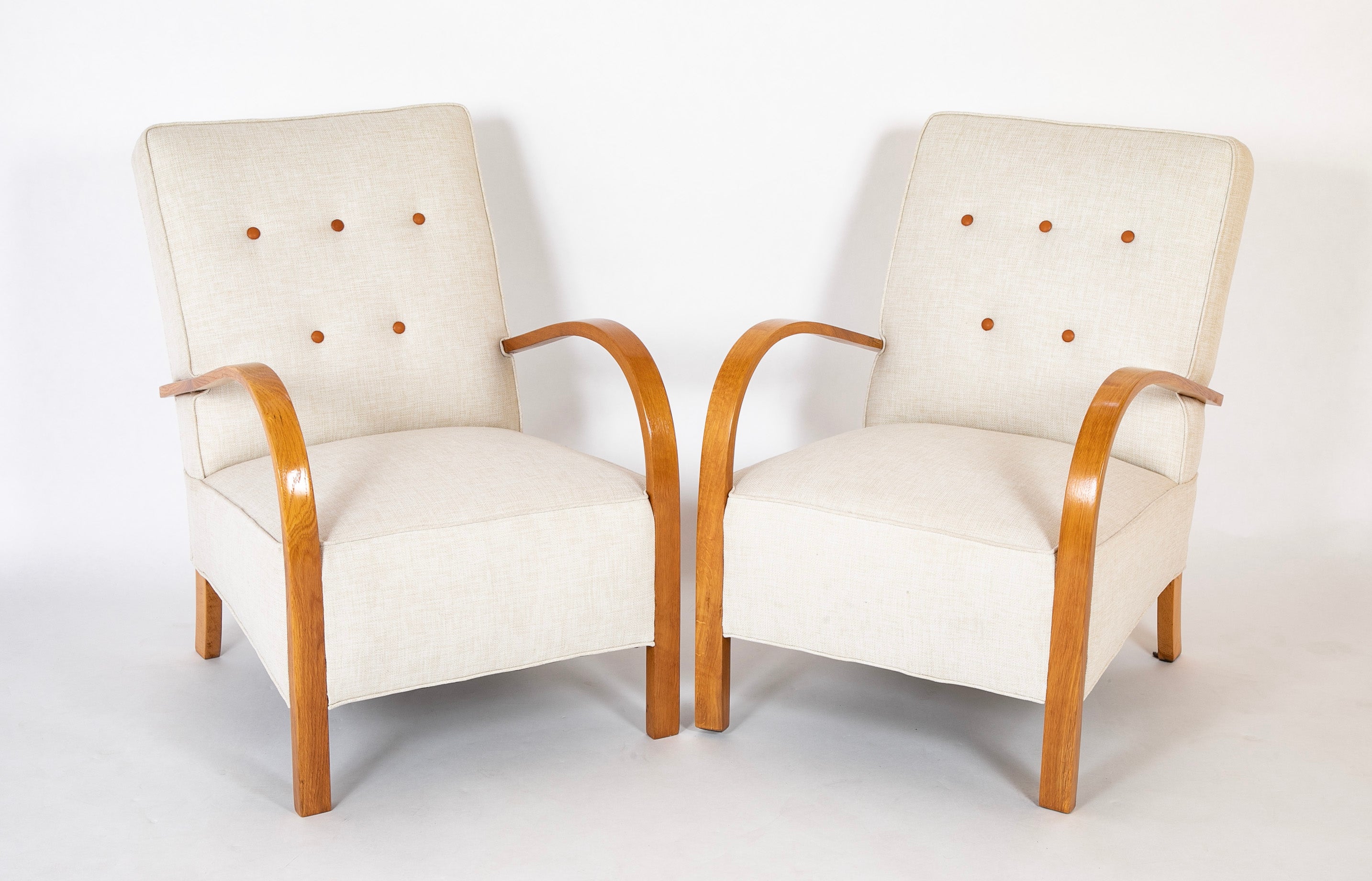 Pair of Open Arm Chairs Manufactured by Fritz Hansen, Denmark