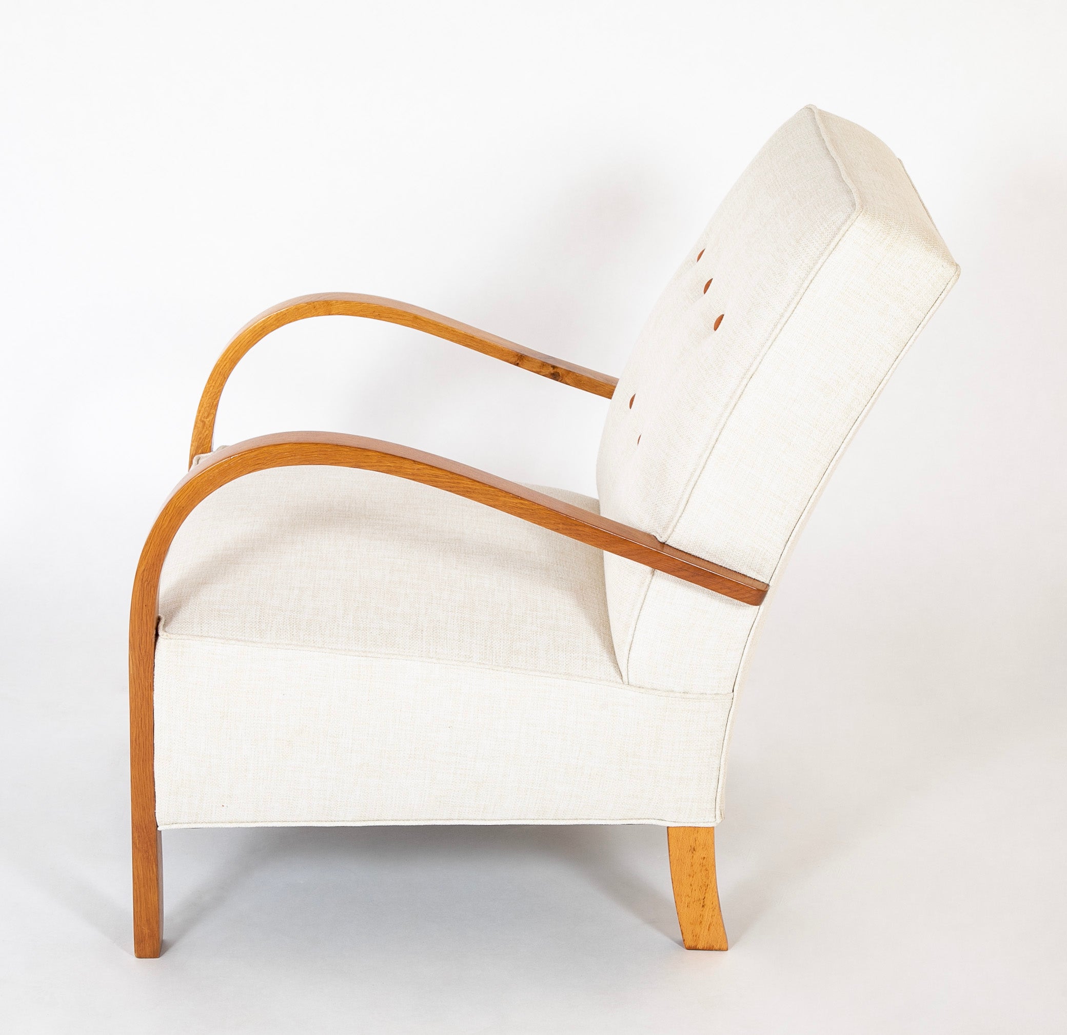 Pair of Open Arm Chairs Manufactured by Fritz Hansen, Denmark