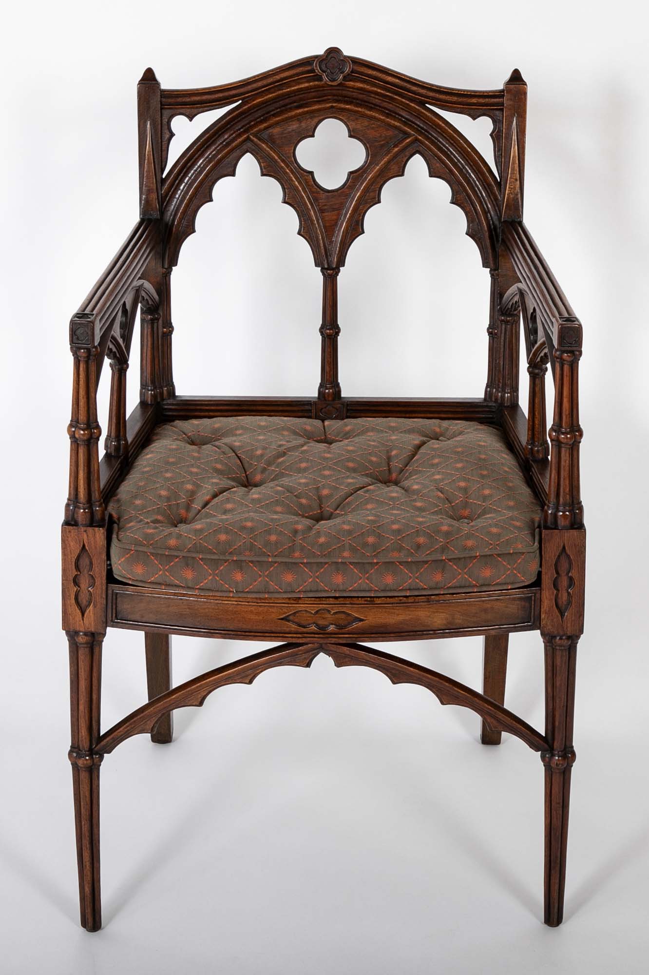 Set of Four Mid 19th Century English Gothic Revival Armchairs