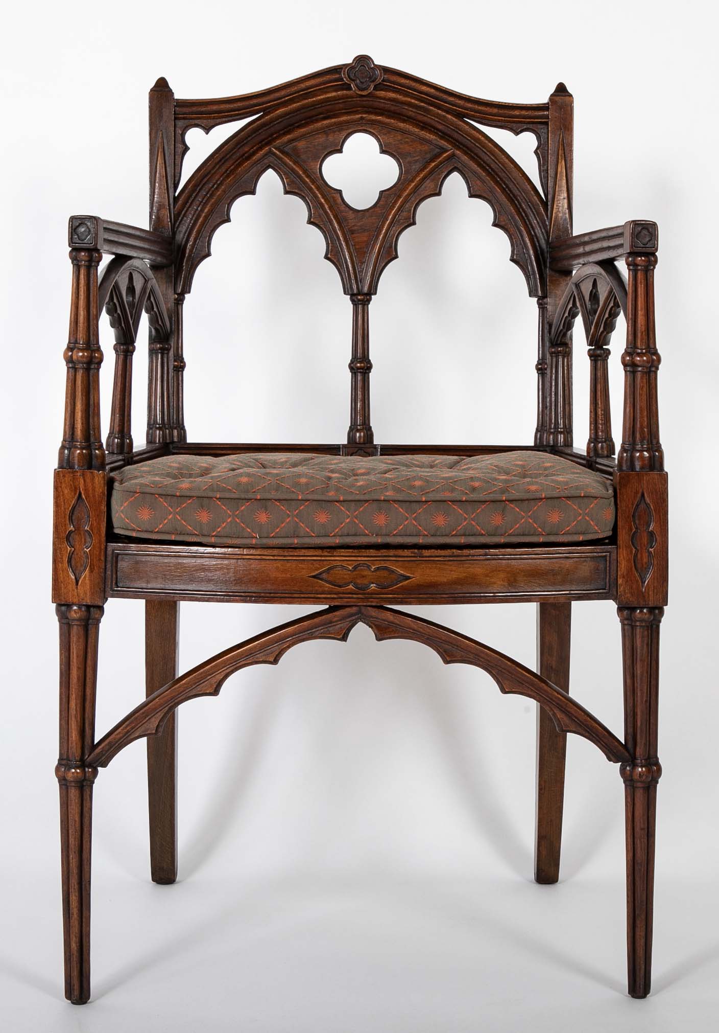 Set of Four Mid 19th Century English Gothic Revival Armchairs