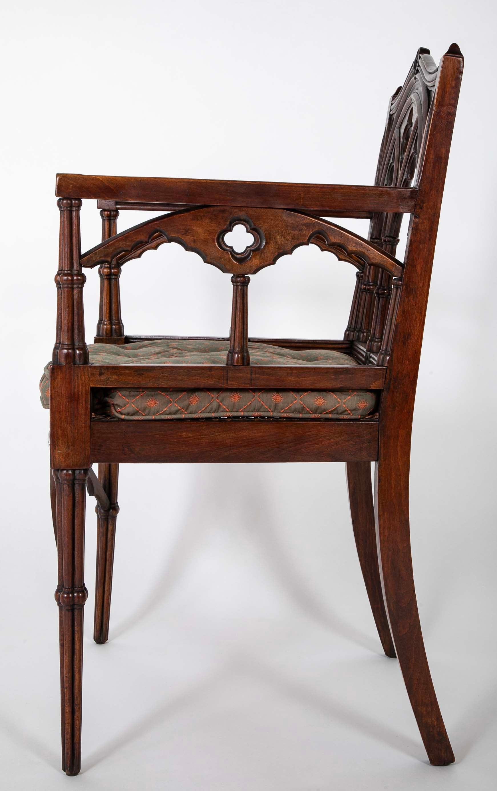 Set of Four Mid 19th Century English Gothic Revival Armchairs