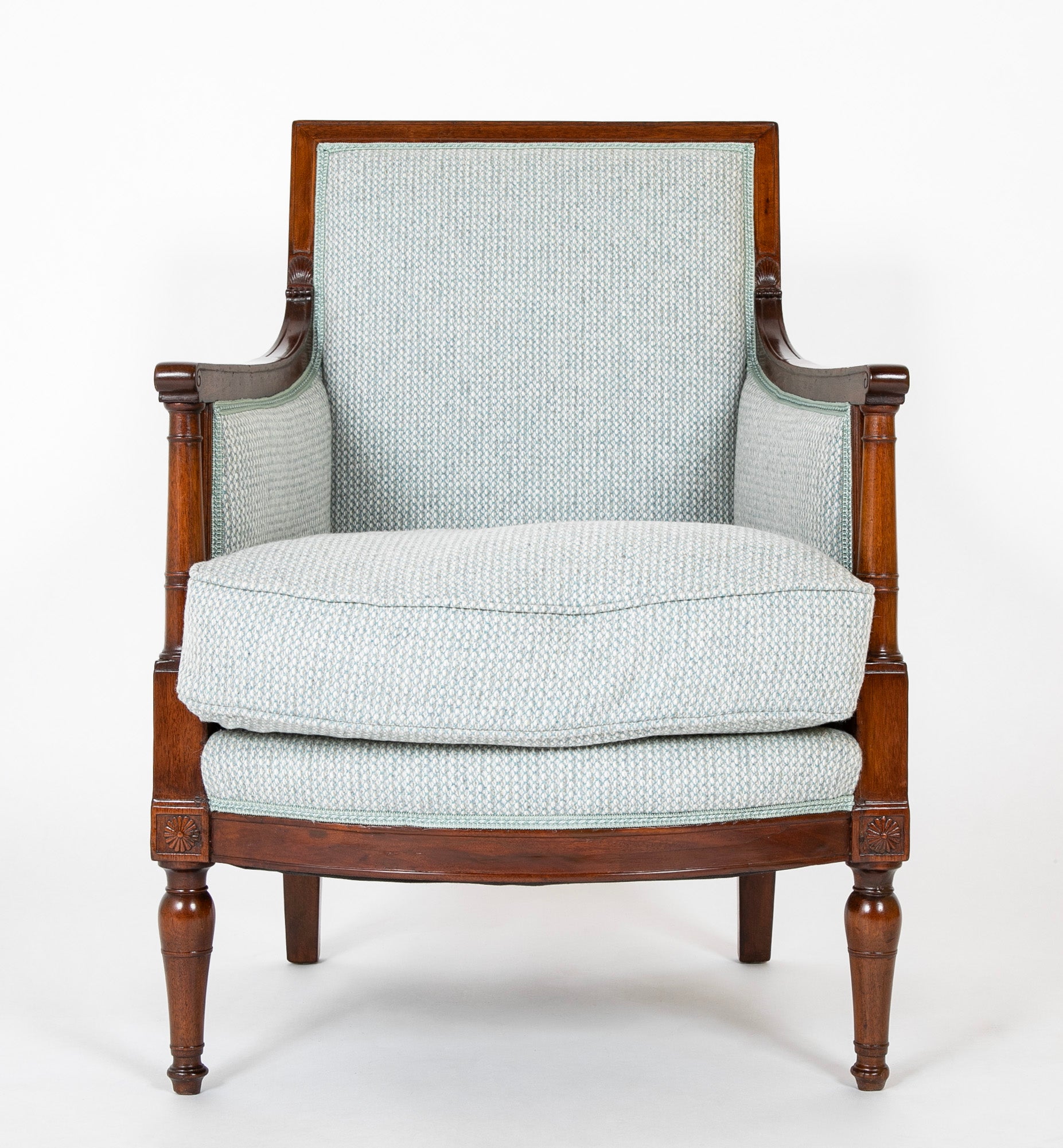 18th Century French Directoire Mahogany Armchair Stamped 'De May / Rue de Clery'