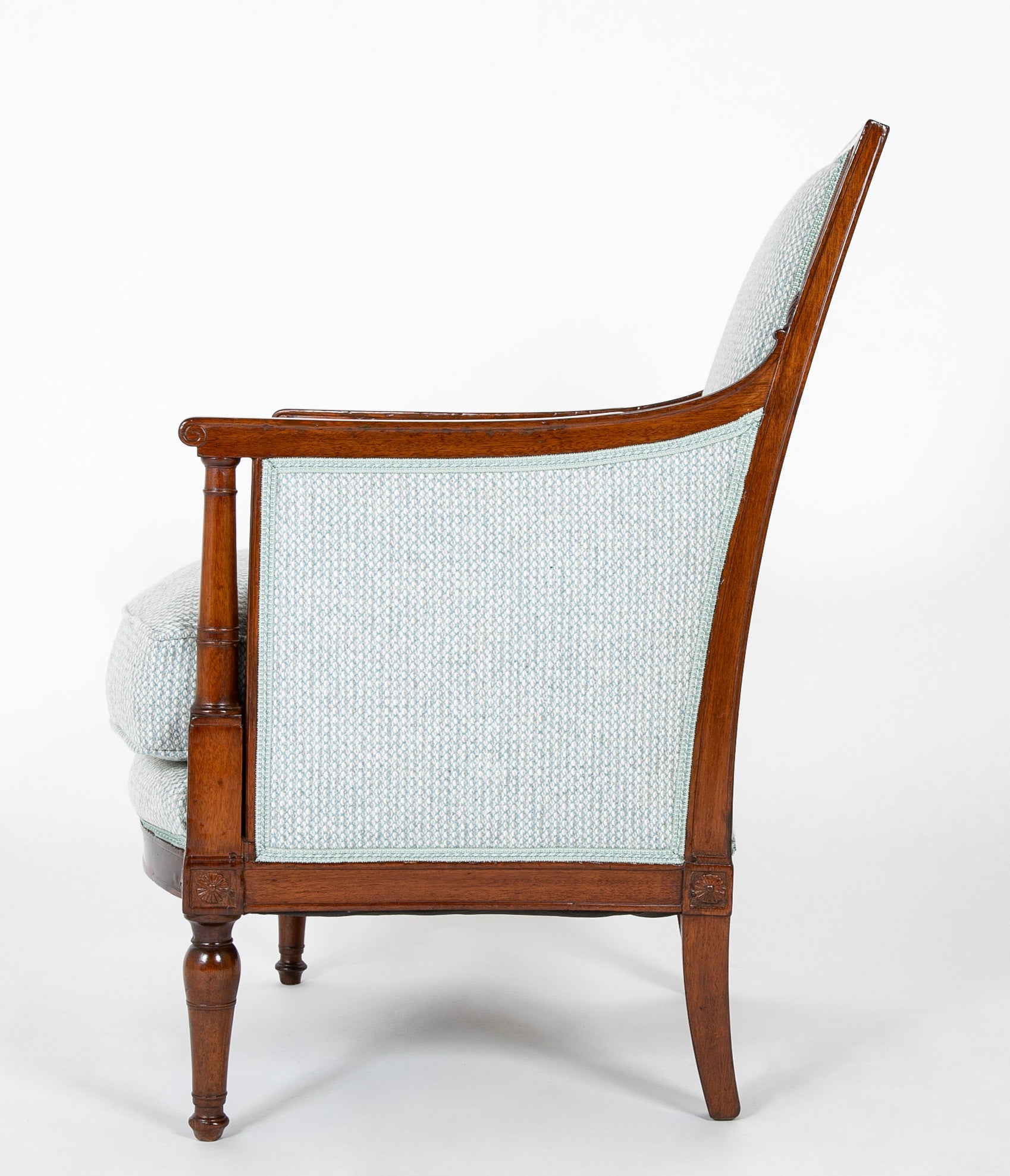 18th Century French Directoire Mahogany Armchair Stamped 'De May / Rue de Clery'