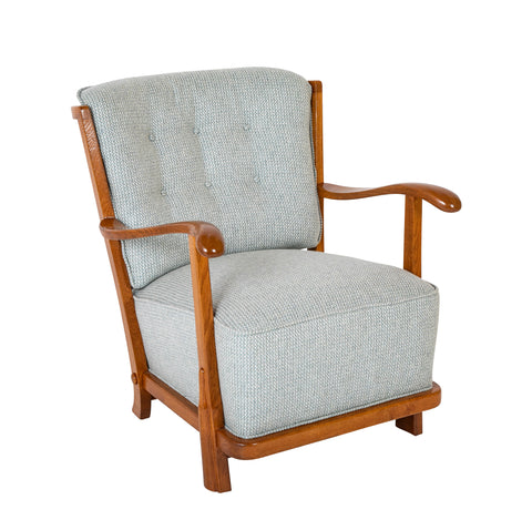 Fritz Hansen Oak Frame Upholstered Armchair