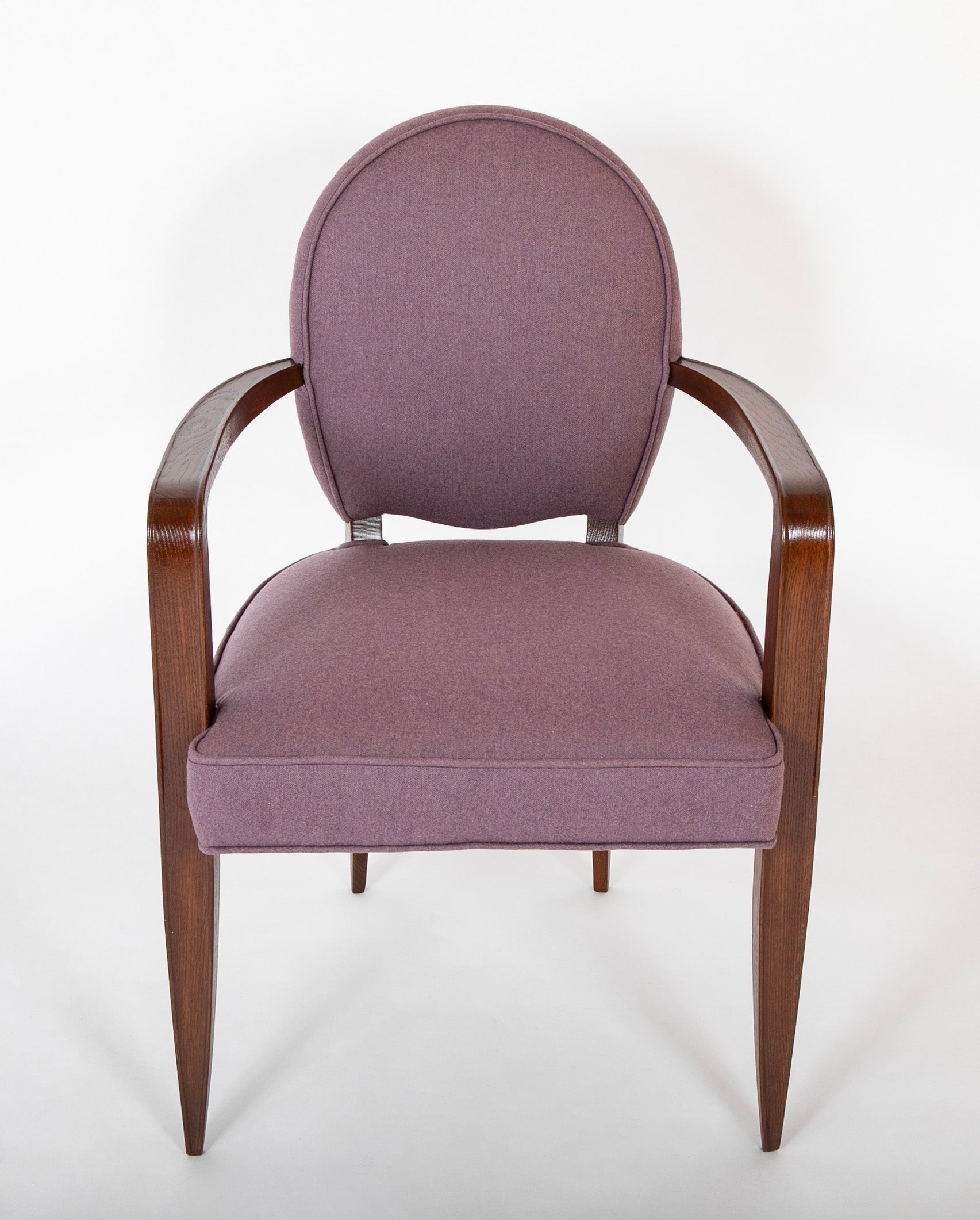 A Mid-Century Stained Oak Open Arm Armchair Attributed to Jean Pascaud
