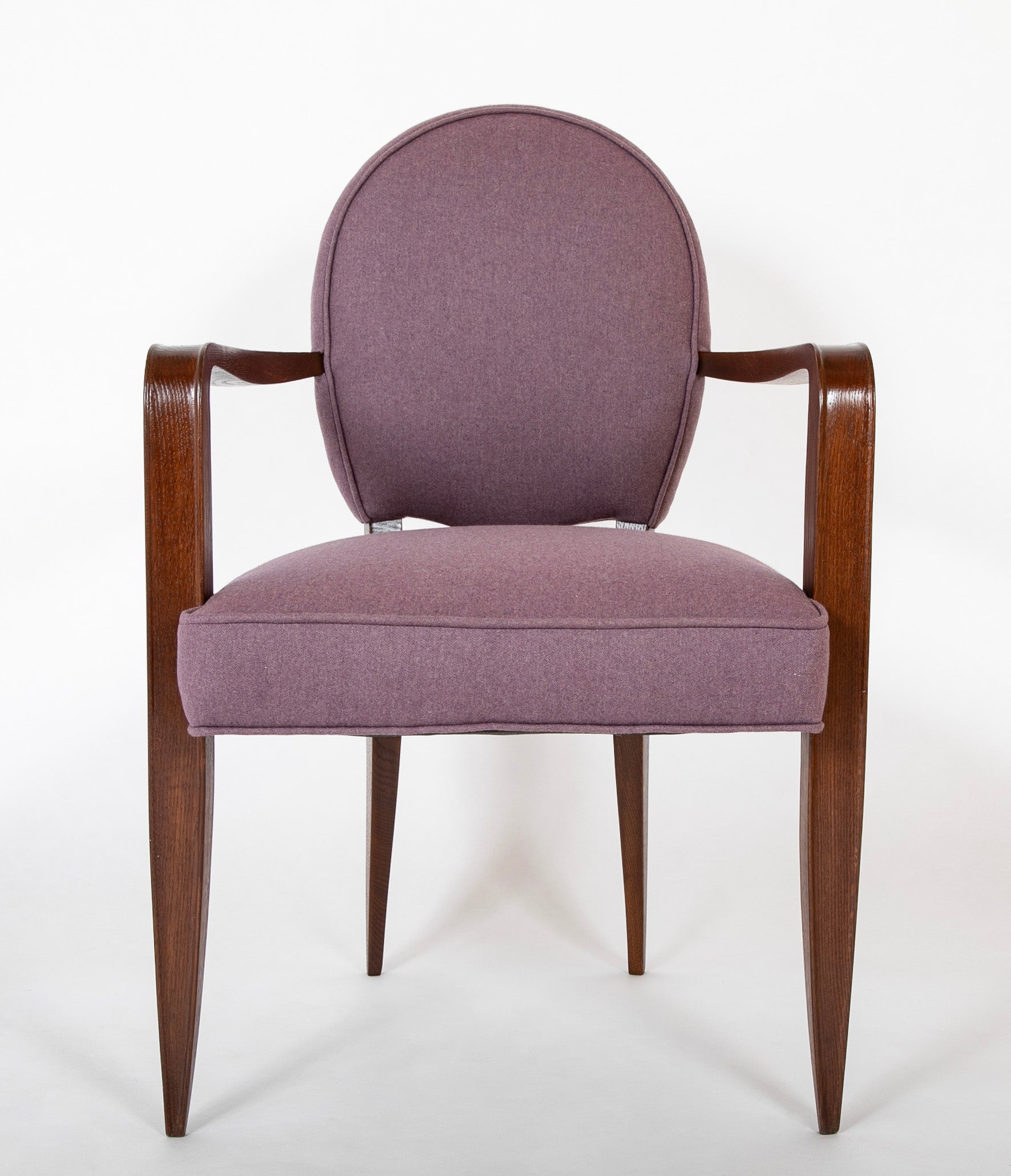 A Mid-Century Stained Oak Open Arm Armchair Attributed to Jean Pascaud