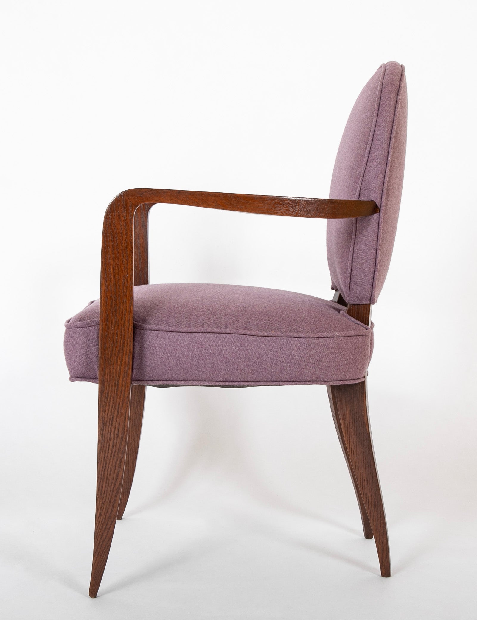 A Mid-Century Stained Oak Open Arm Armchair Attributed to Jean Pascaud
